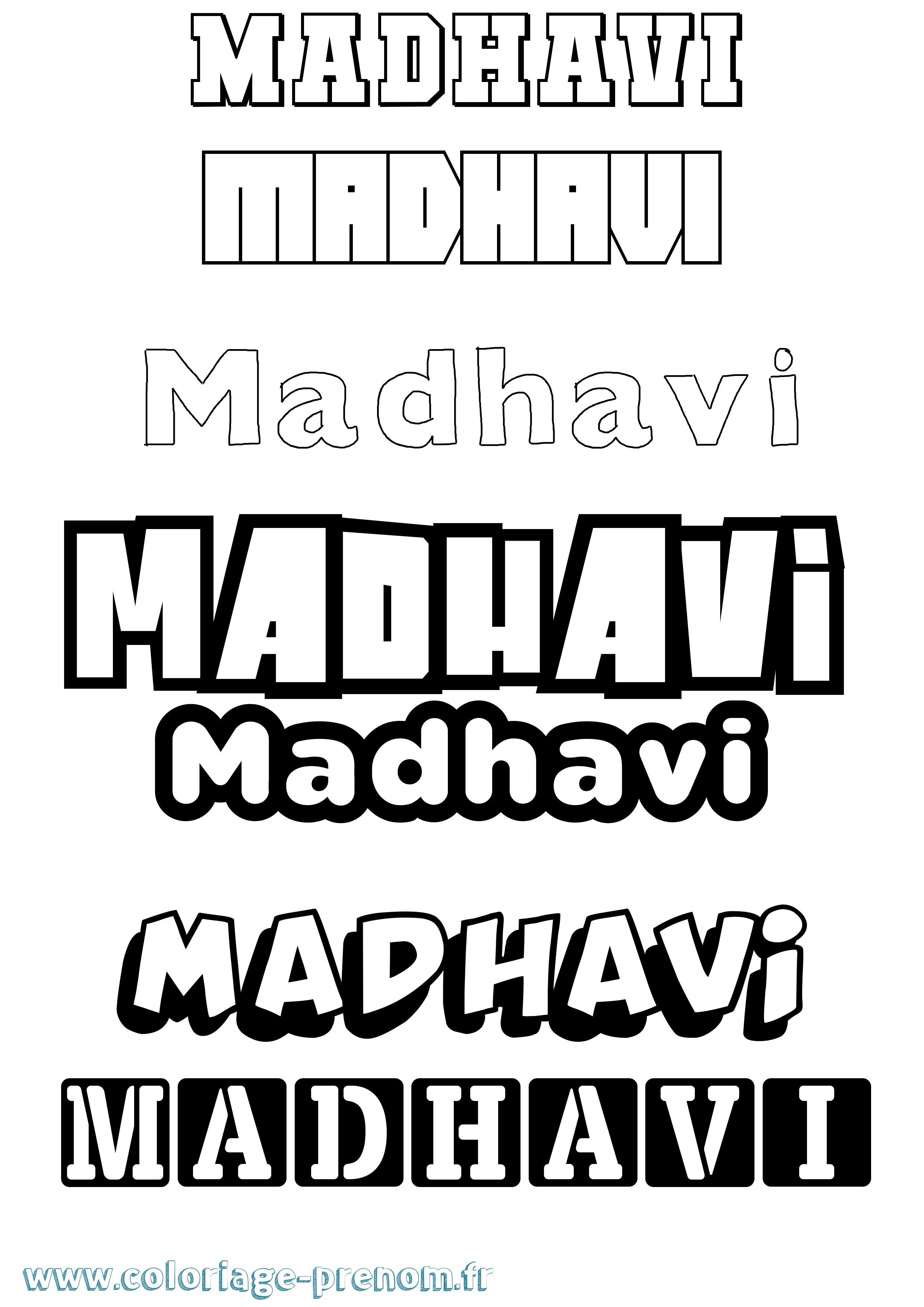 Coloriage prénom Madhavi Simple