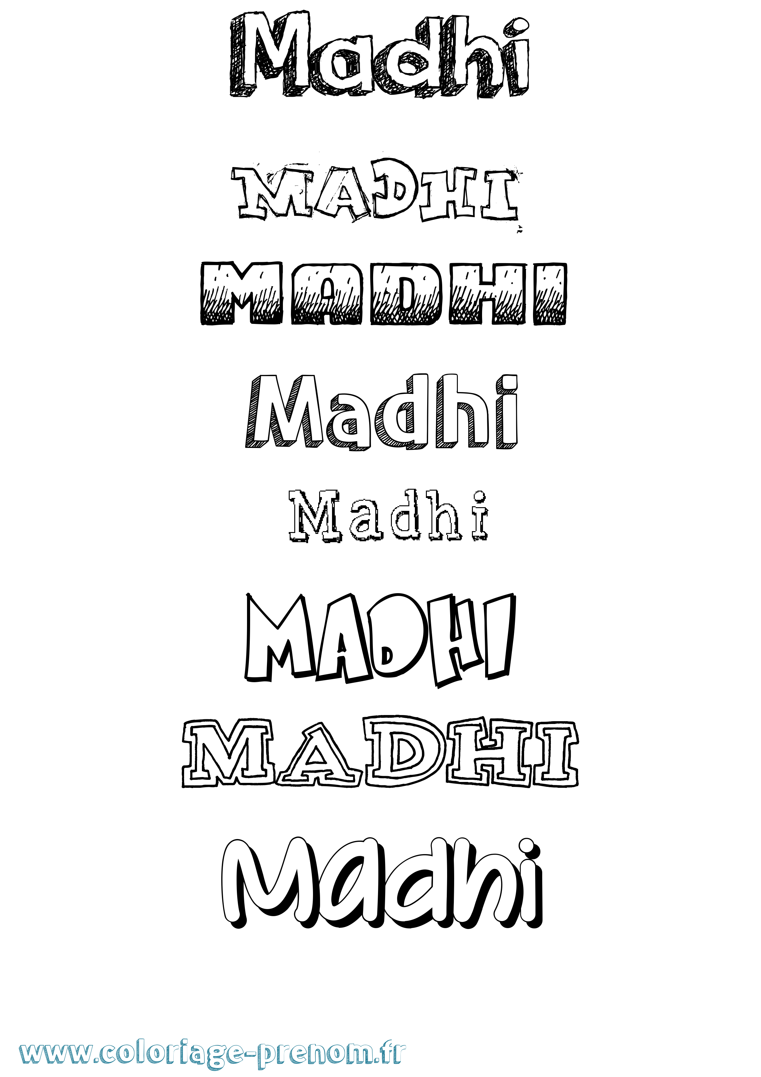 Coloriage prénom Madhi Dessiné