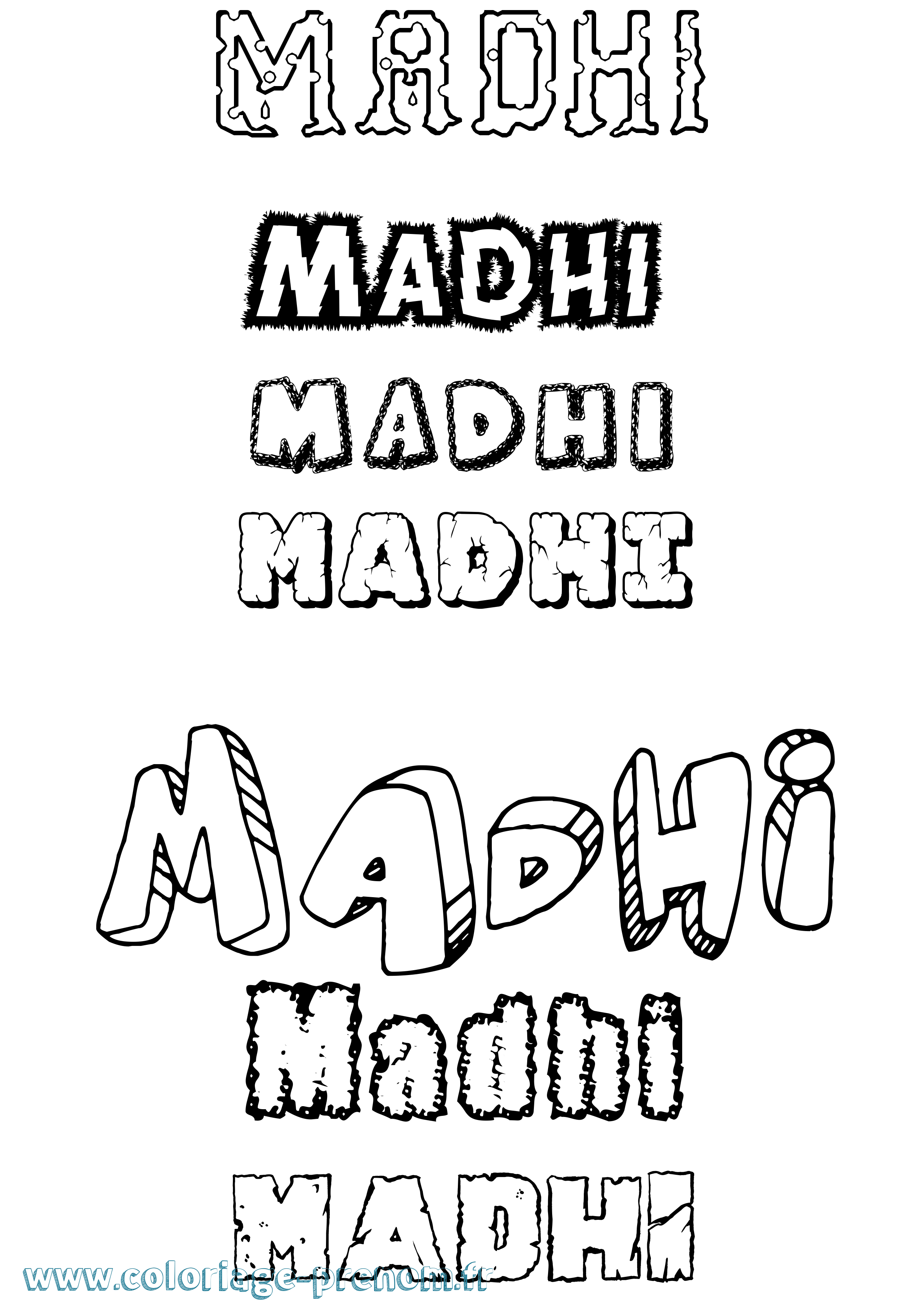 Coloriage prénom Madhi Destructuré