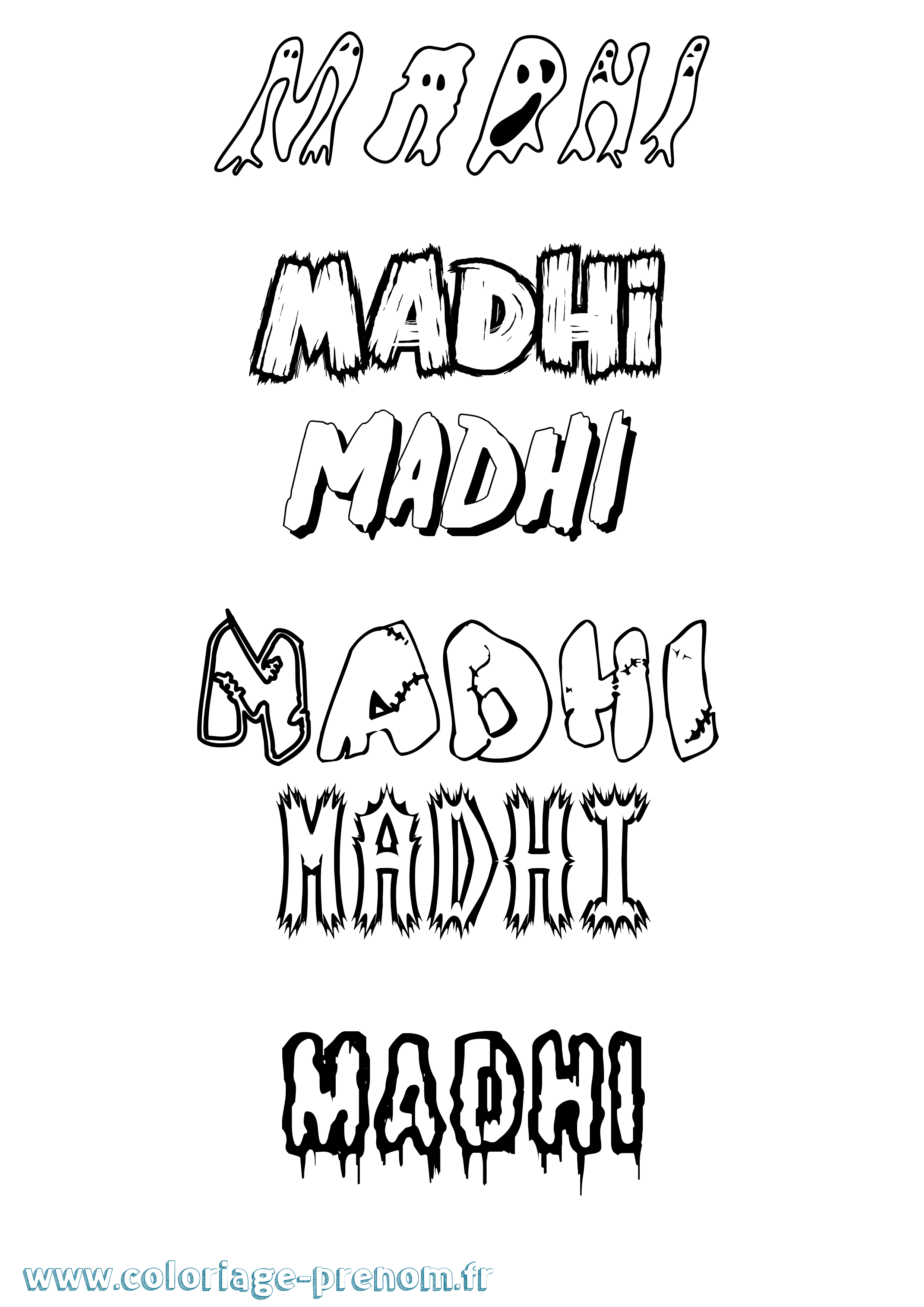 Coloriage prénom Madhi Frisson