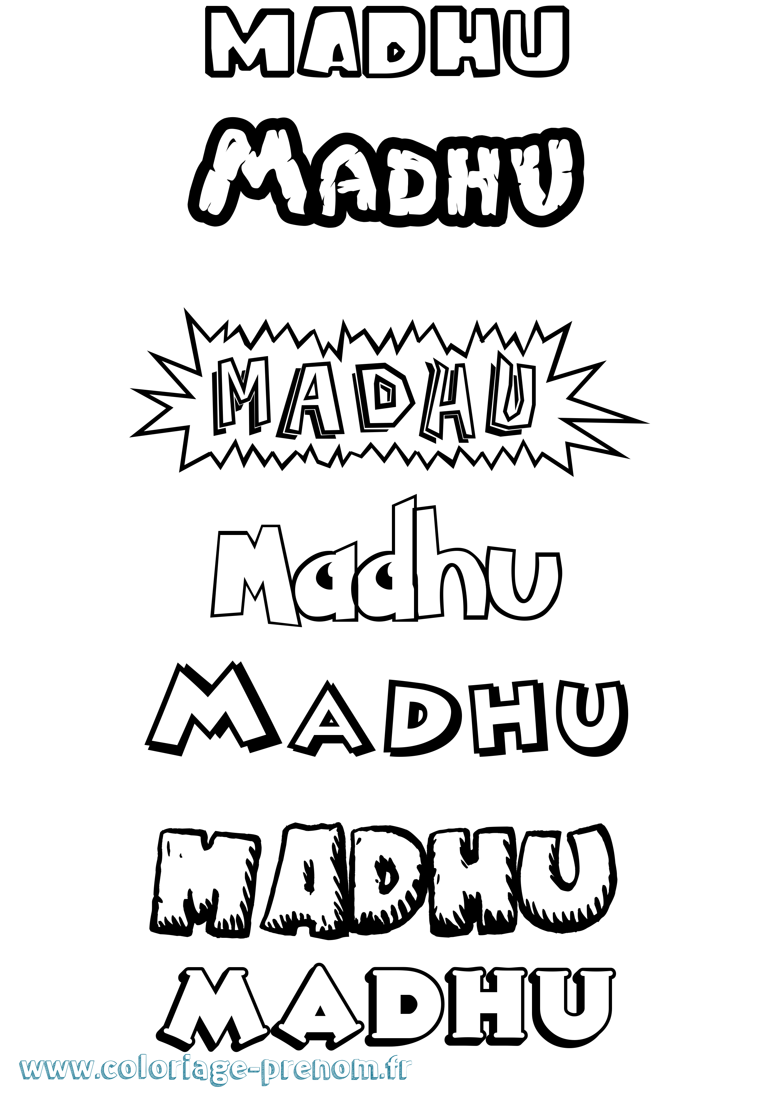 Coloriage Madhu Dessin Animé Coloriage prénom Madhu Dessin Animé