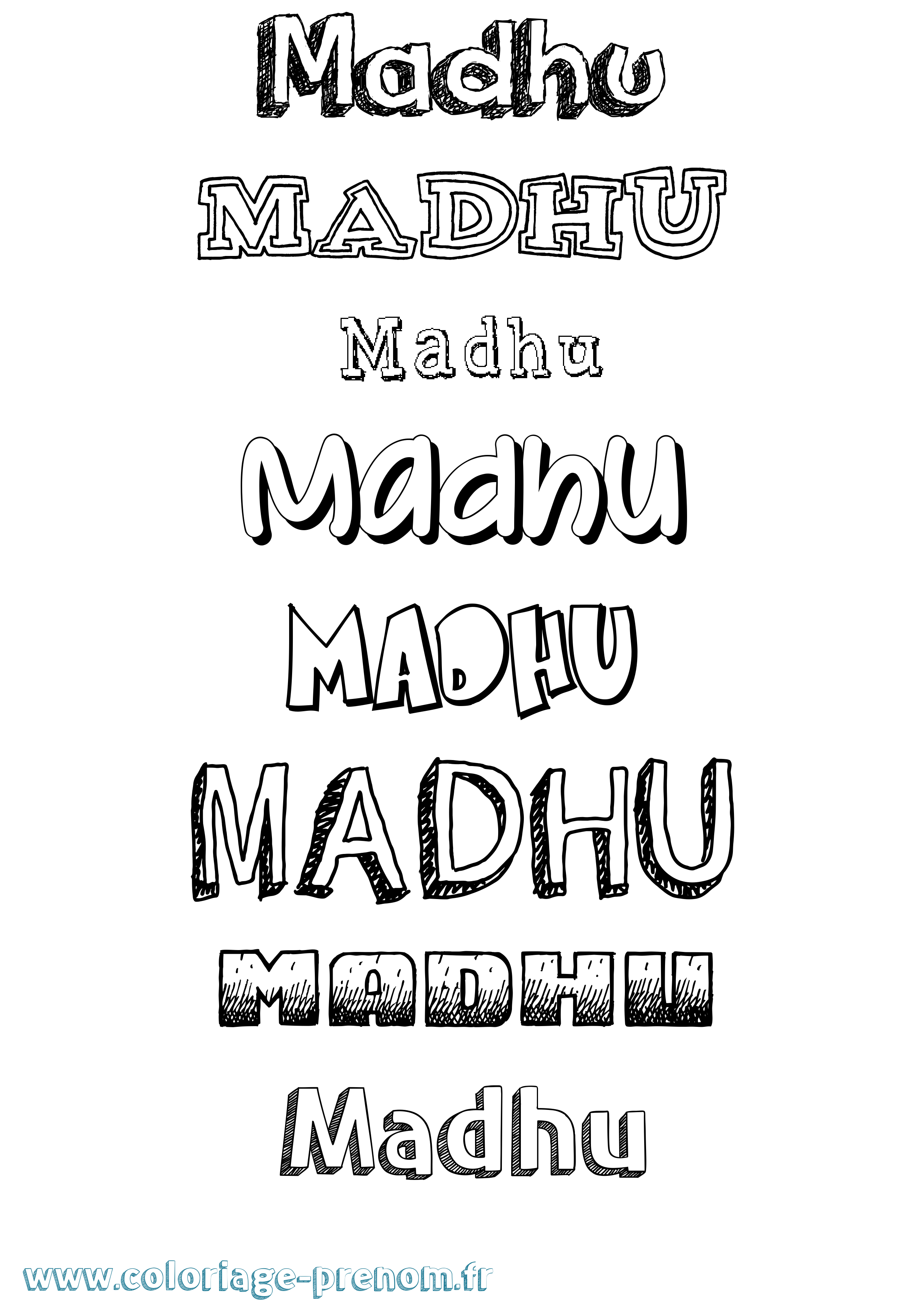 Coloriage Madhu Dessiné Coloriage prénom Madhu Dessiné