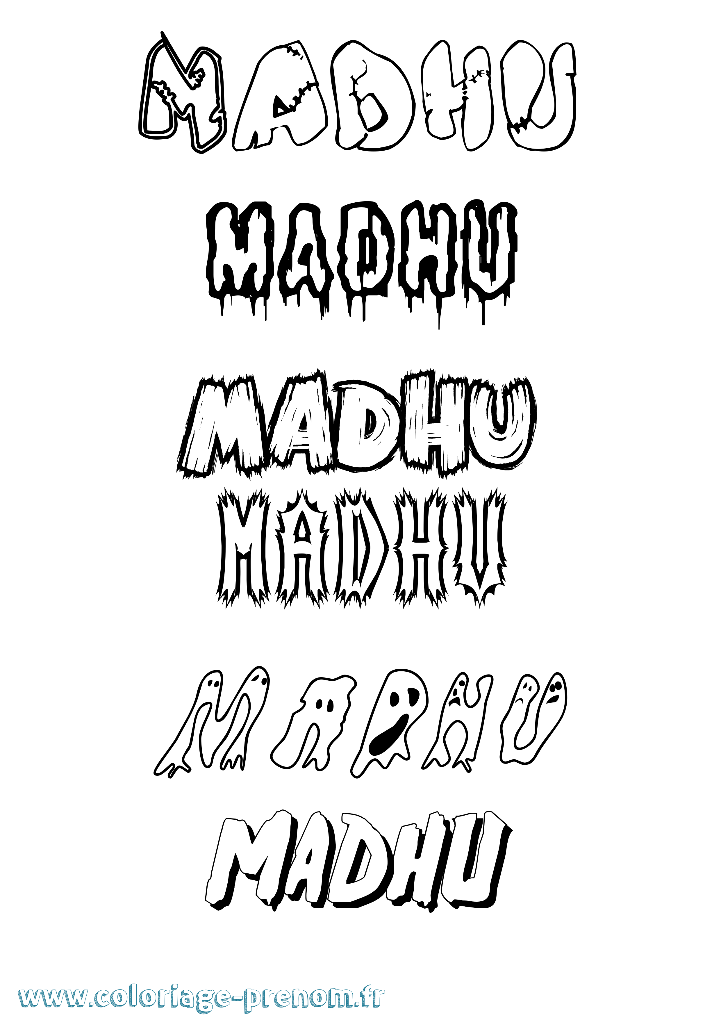 Coloriage Madhu Frisson Coloriage prénom Madhu Frisson