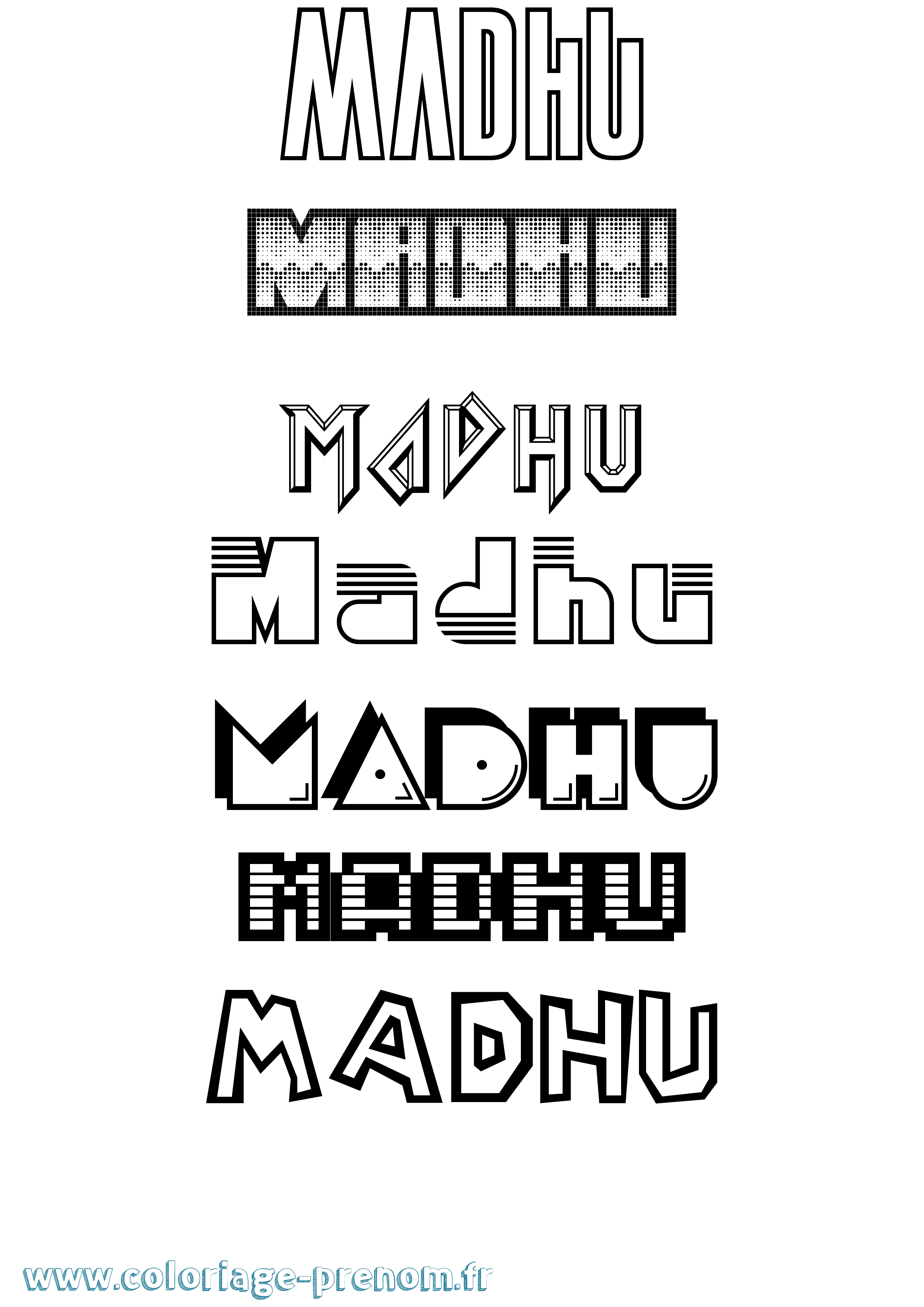 Coloriage prénom Madhu Jeux Vidéos