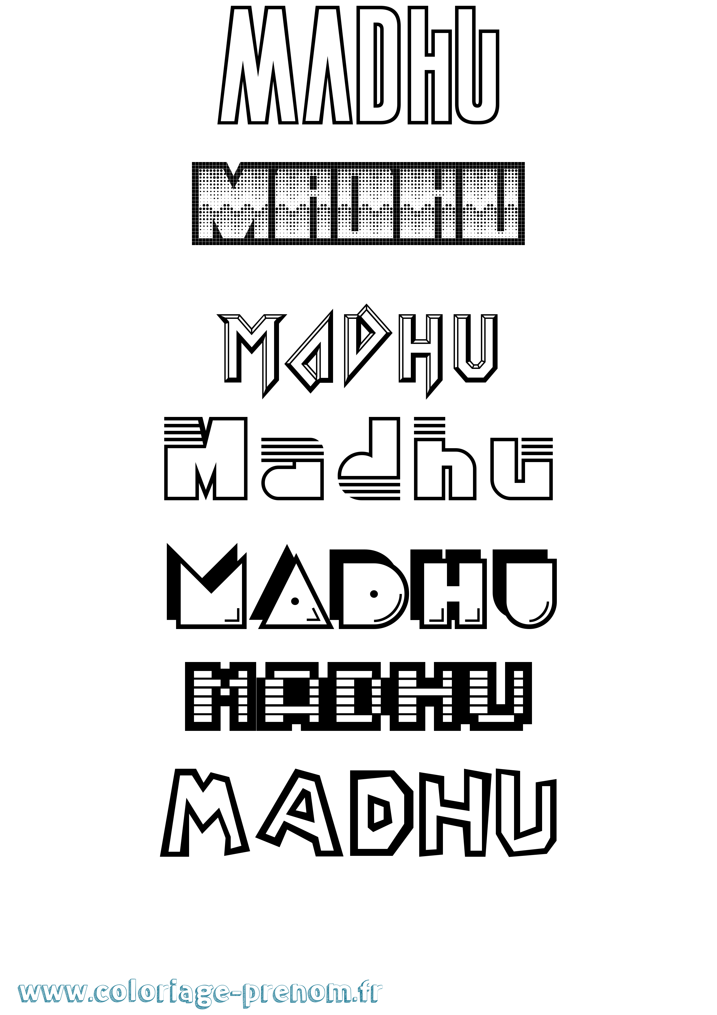 Coloriage Madhu Jeux Vidéos Coloriage prénom Madhu Jeux Vidéos