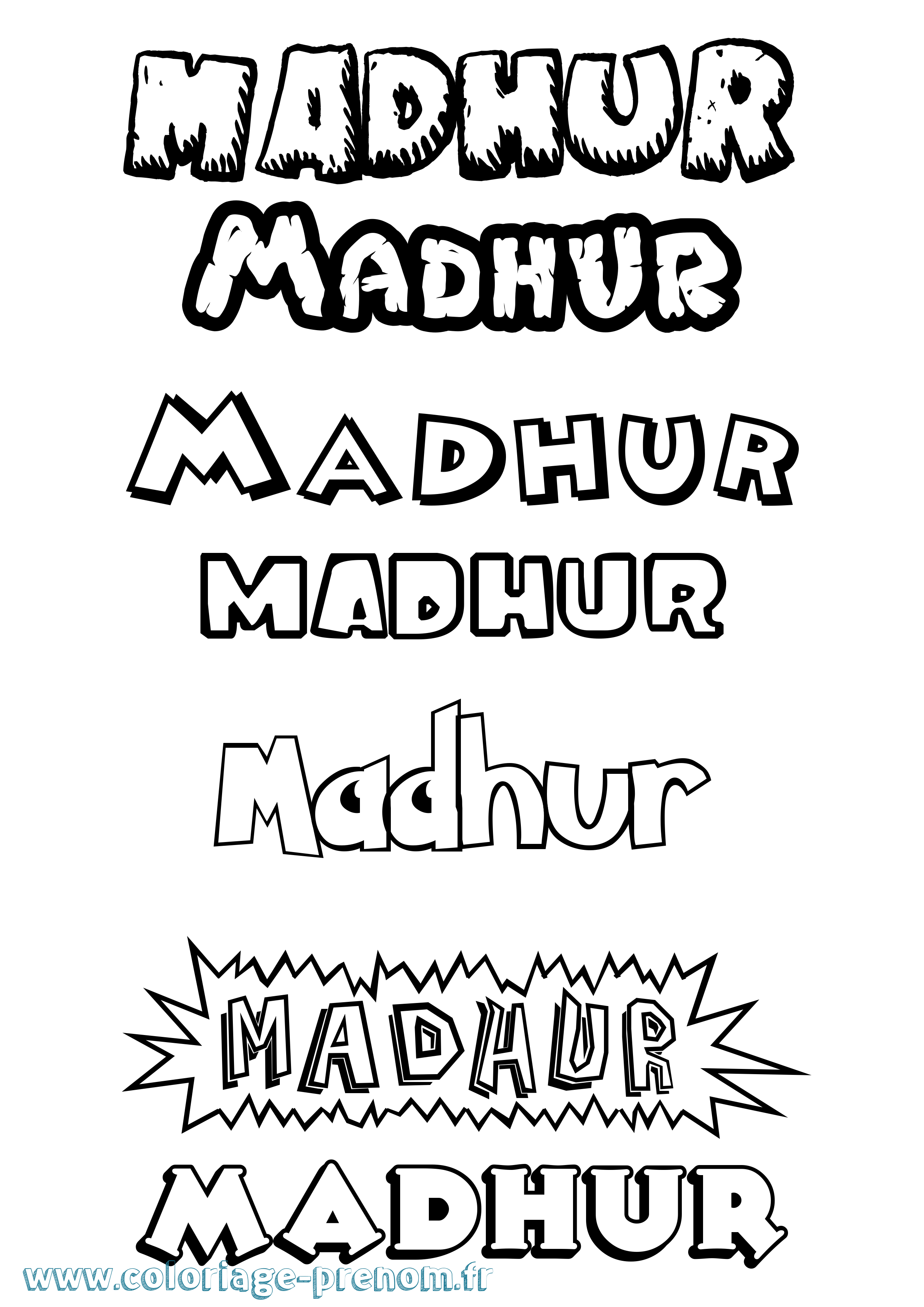 Coloriage prénom Madhur Dessin Animé