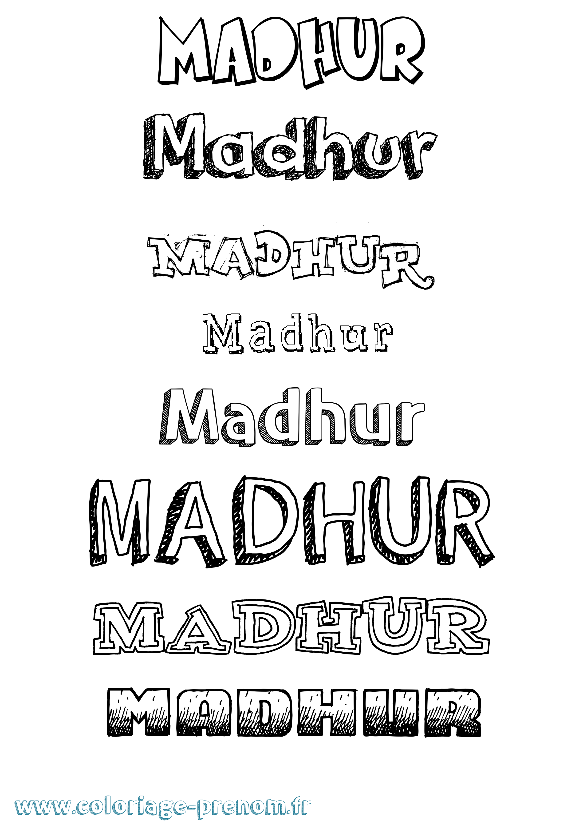Coloriage prénom Madhur Dessiné