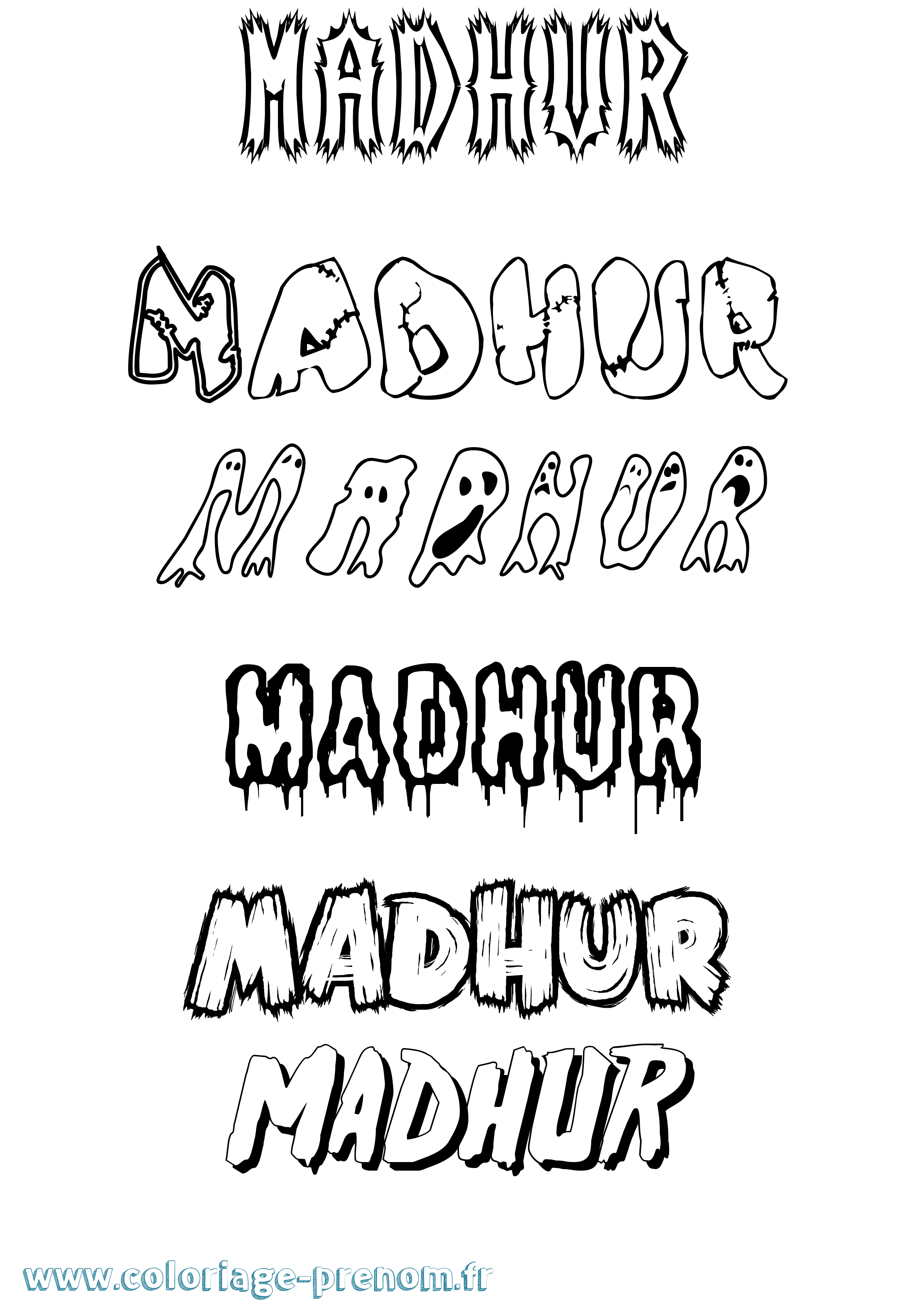 Coloriage prénom Madhur Frisson