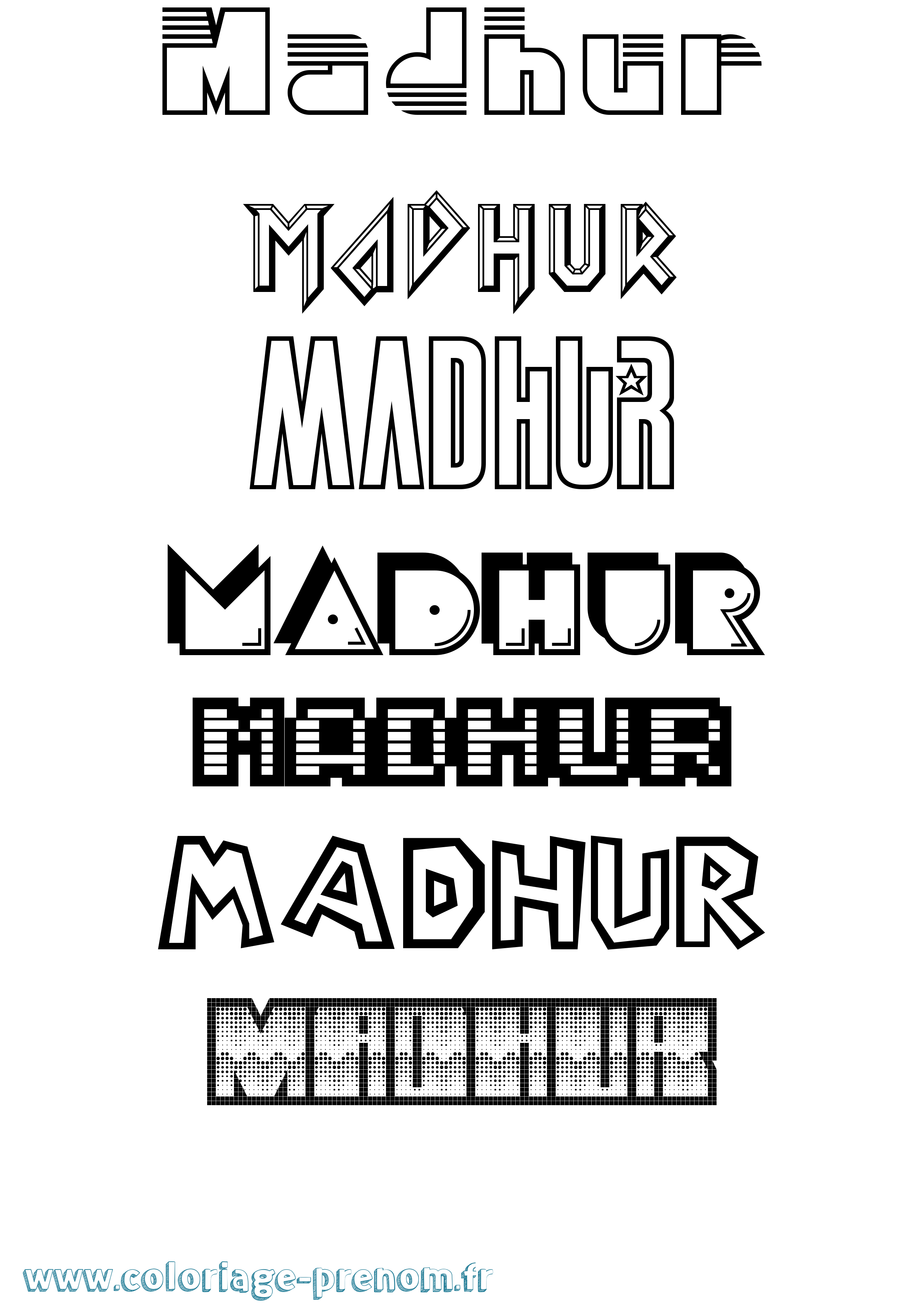 Coloriage prénom Madhur Jeux Vidéos