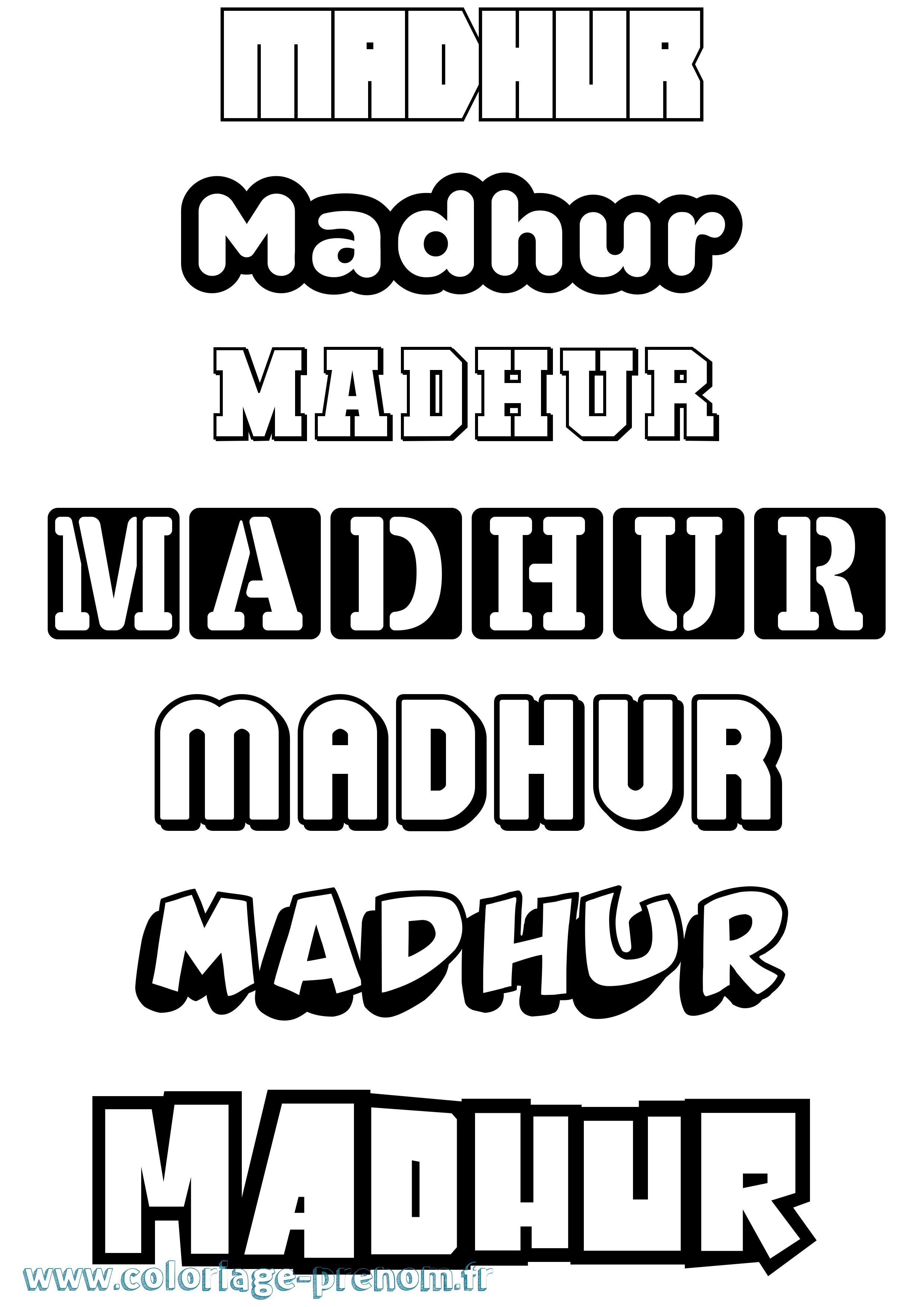 Coloriage prénom Madhur Simple