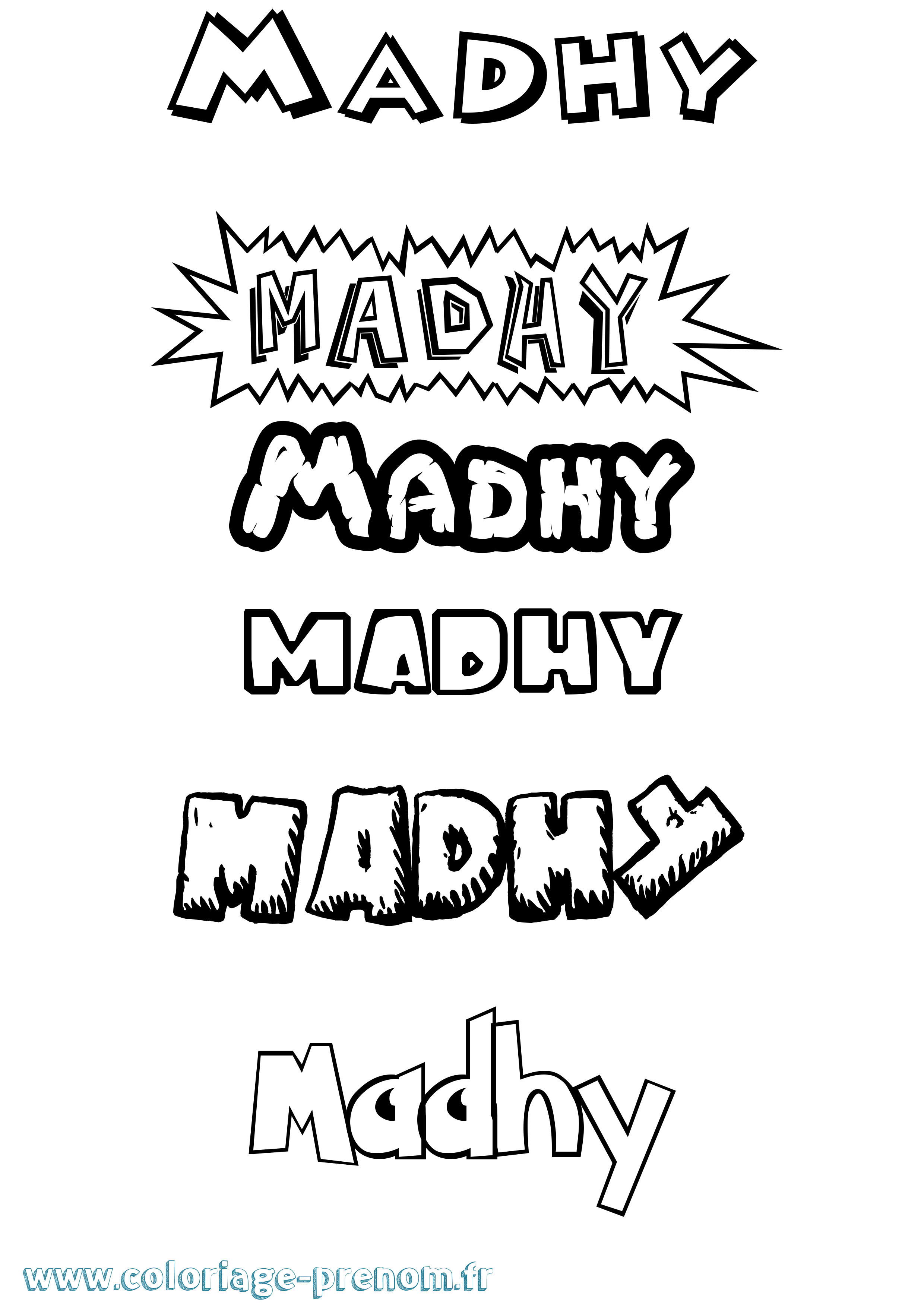 Coloriage Madhy Dessin Animé Coloriage prénom Madhy Dessin Animé