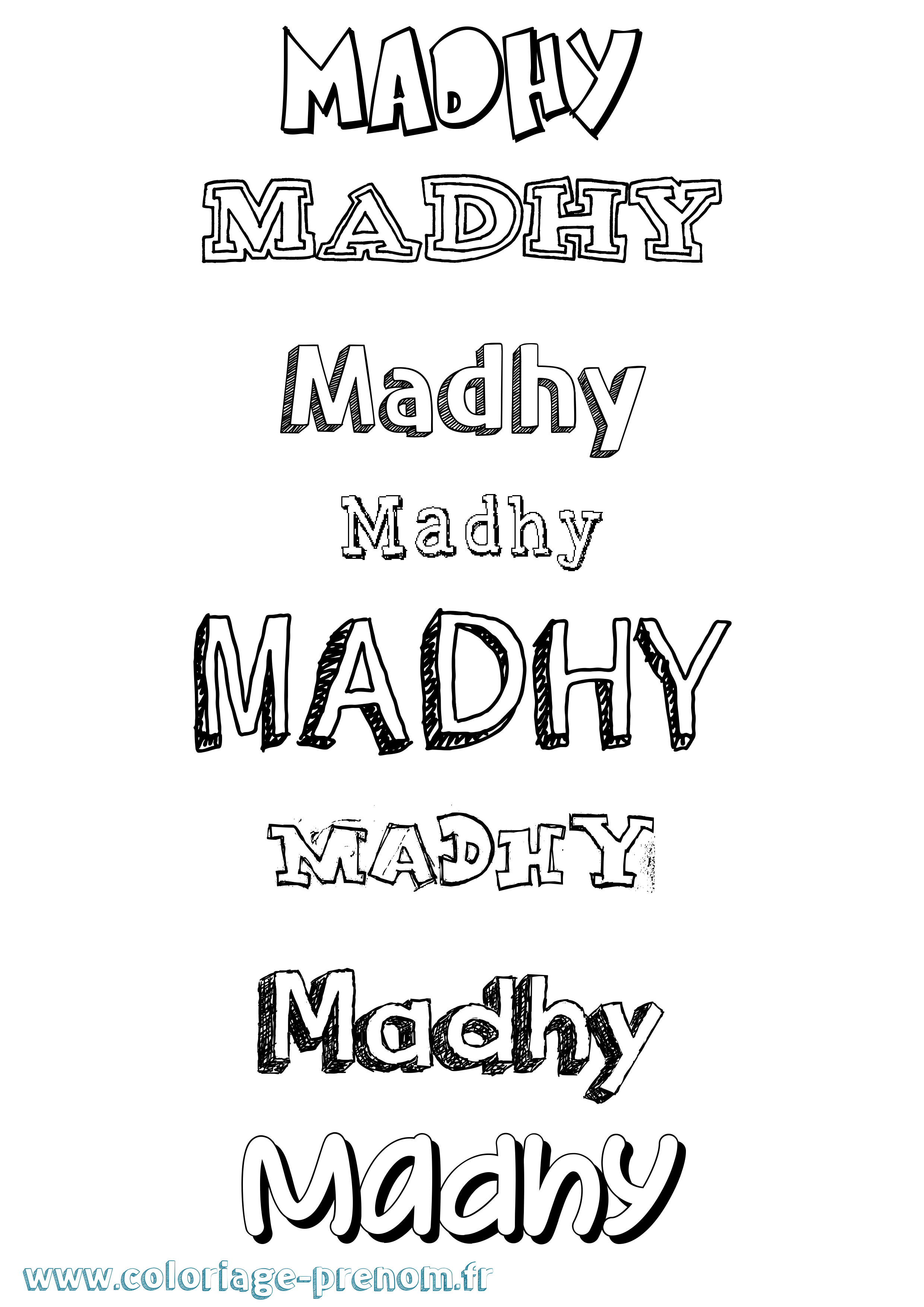 Coloriage Madhy Dessiné Coloriage prénom Madhy Dessiné