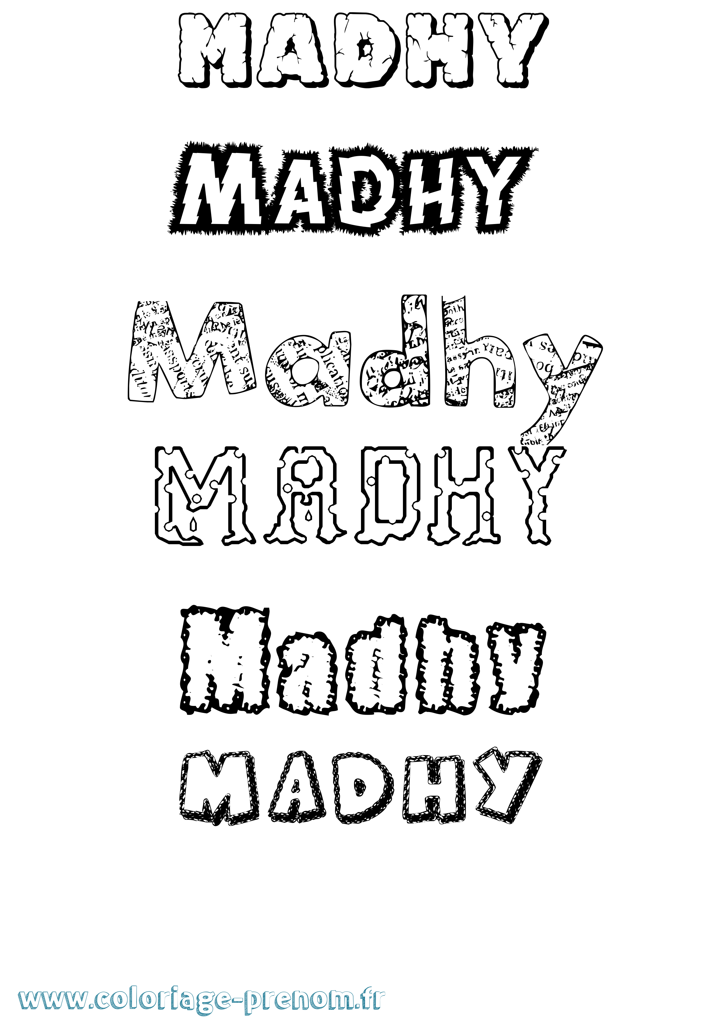Coloriage Madhy Destructuré Coloriage prénom Madhy Destructuré