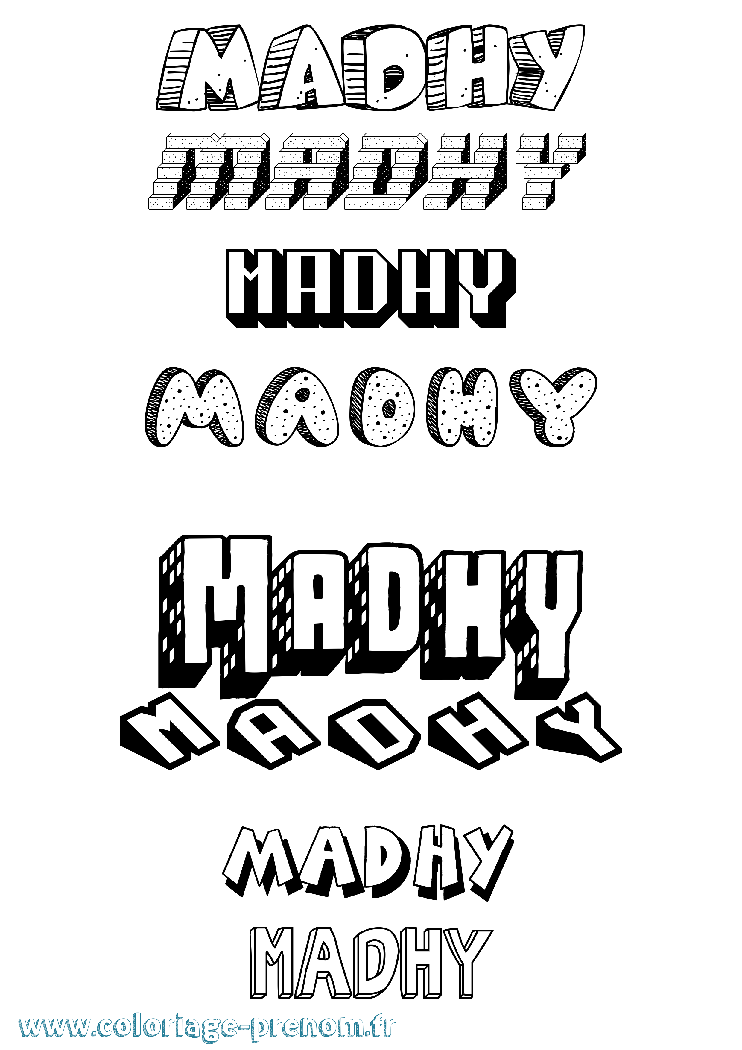 Coloriage Madhy Effet 3D Coloriage prénom Madhy Effet 3D