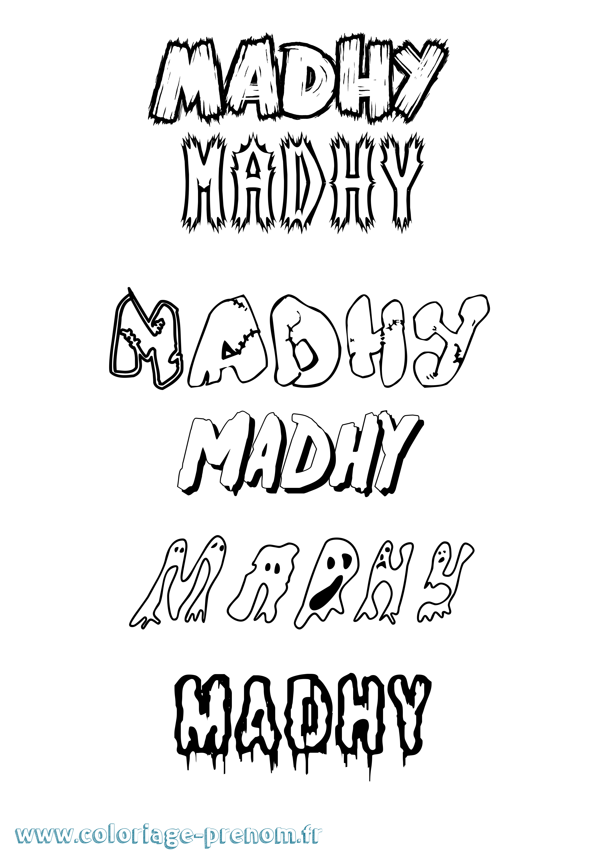 Coloriage Madhy Frisson Coloriage prénom Madhy Frisson
