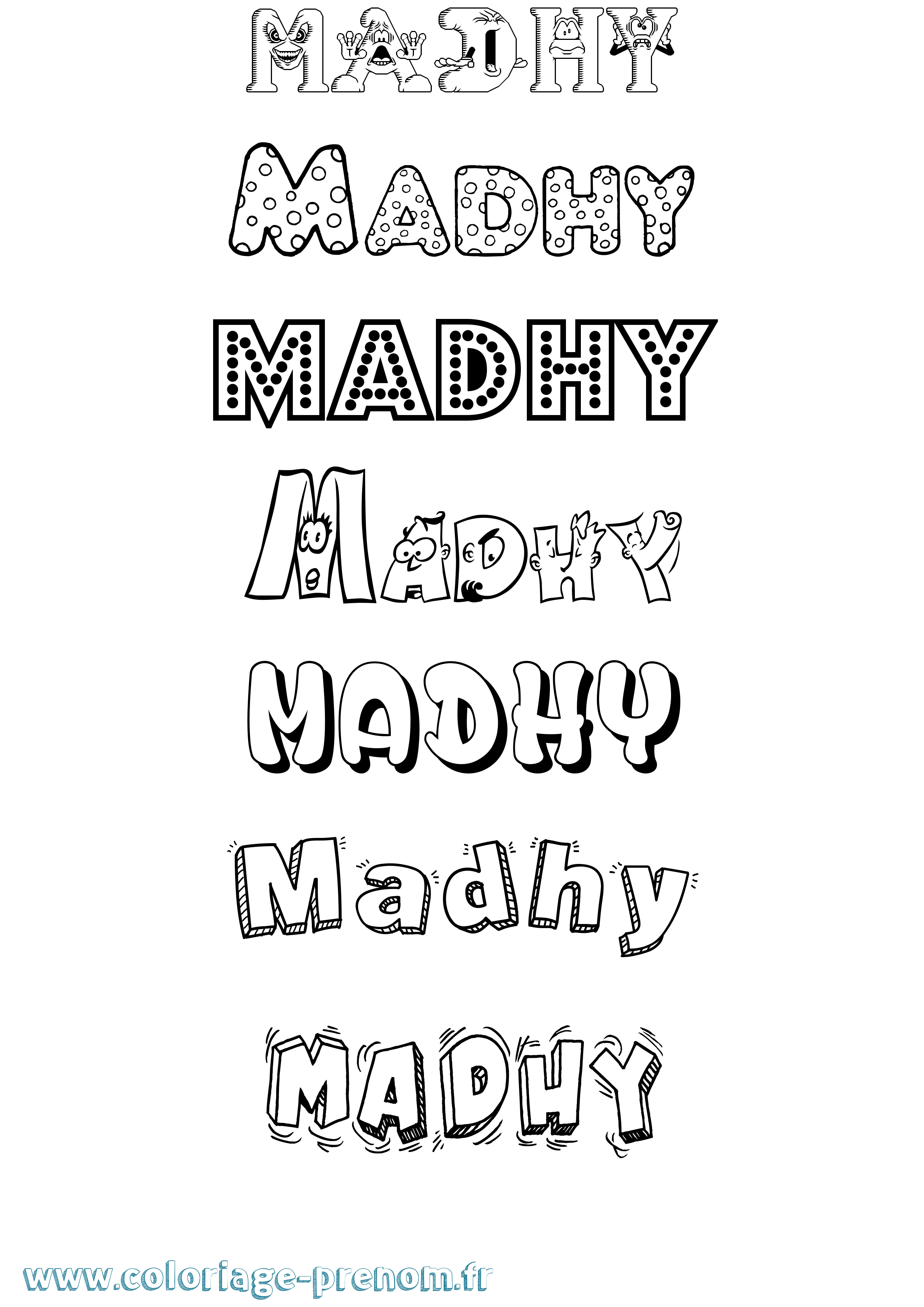 Coloriage Madhy Fun Coloriage prénom Madhy Fun