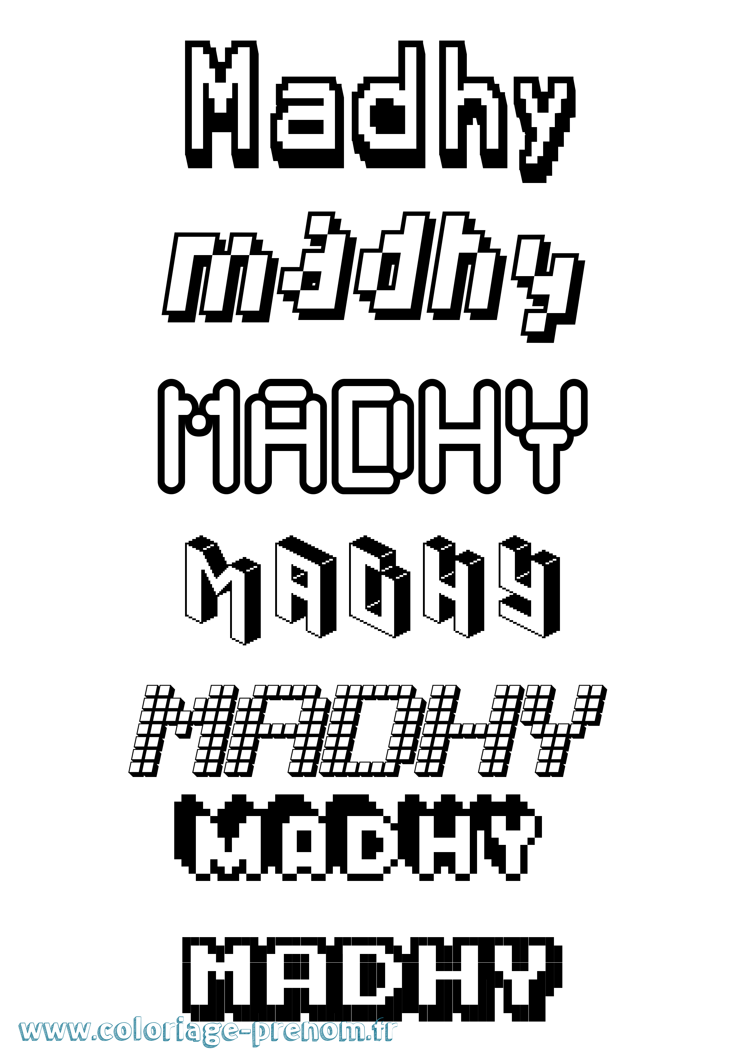 Coloriage Madhy Pixel Coloriage prénom Madhy Pixel
