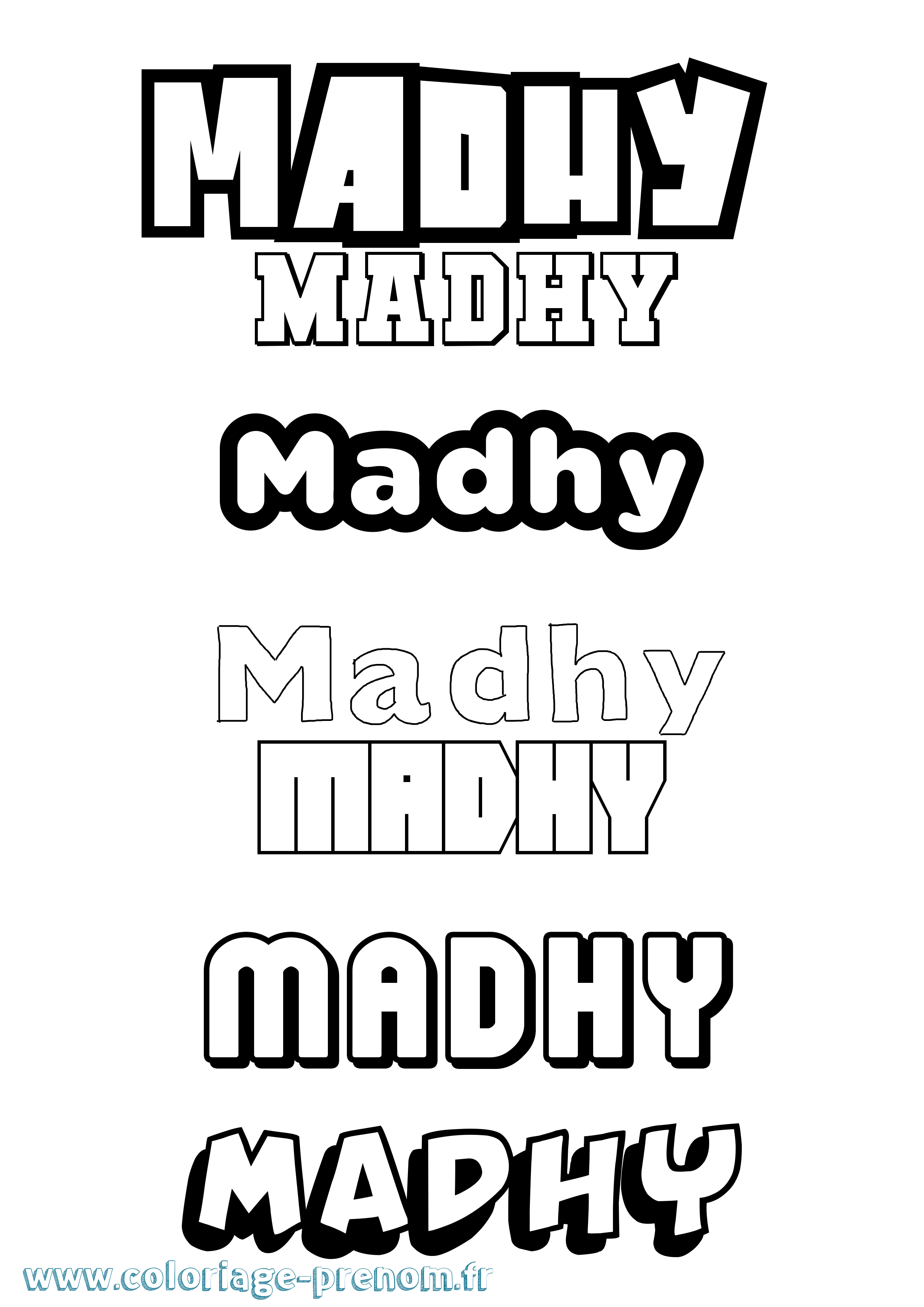 Coloriage Madhy Simple Coloriage prénom Madhy Simple