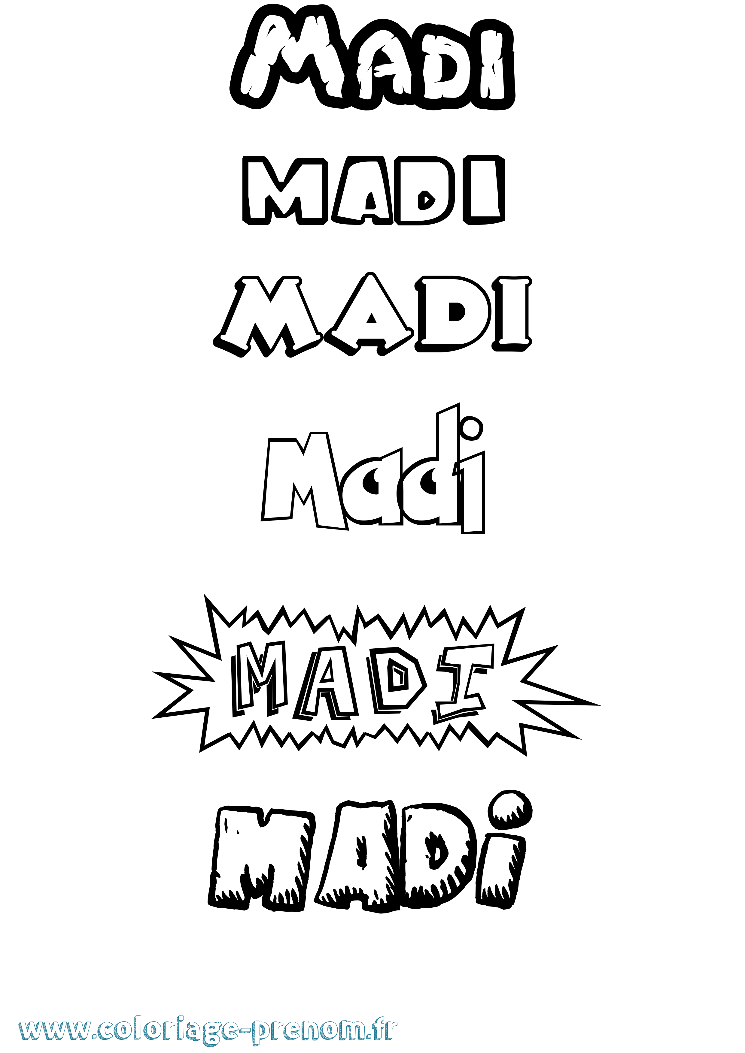 Coloriage prénom Madi Dessin Animé