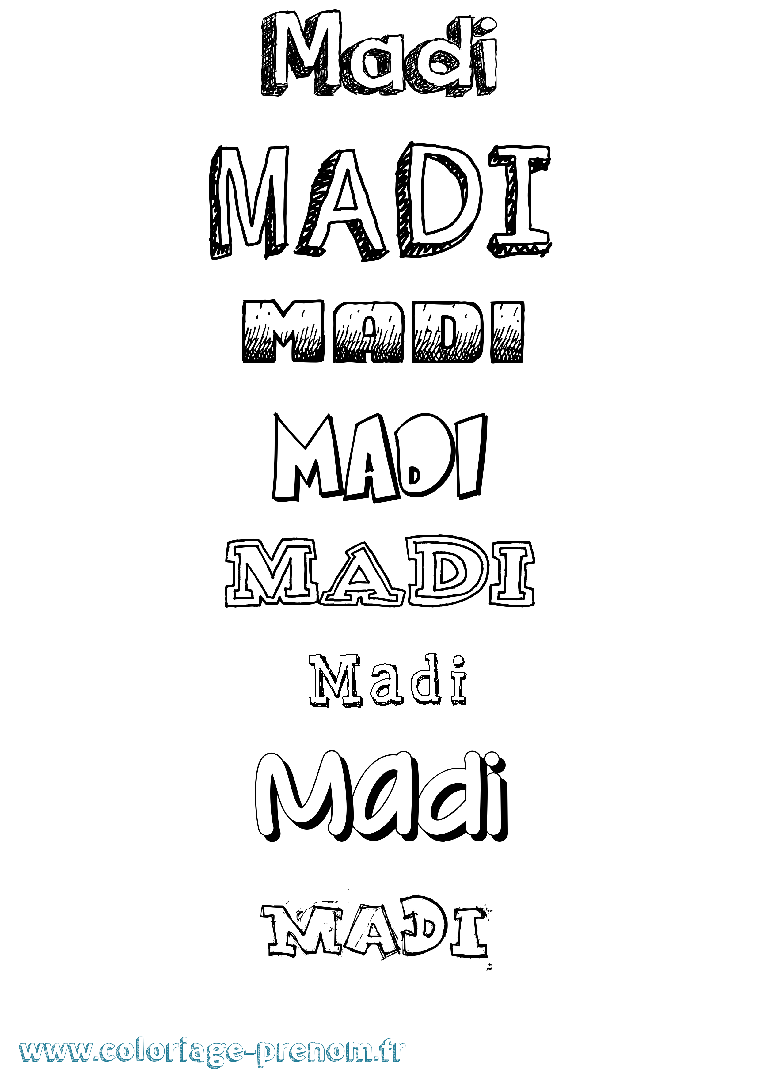 Coloriage prénom Madi Dessiné
