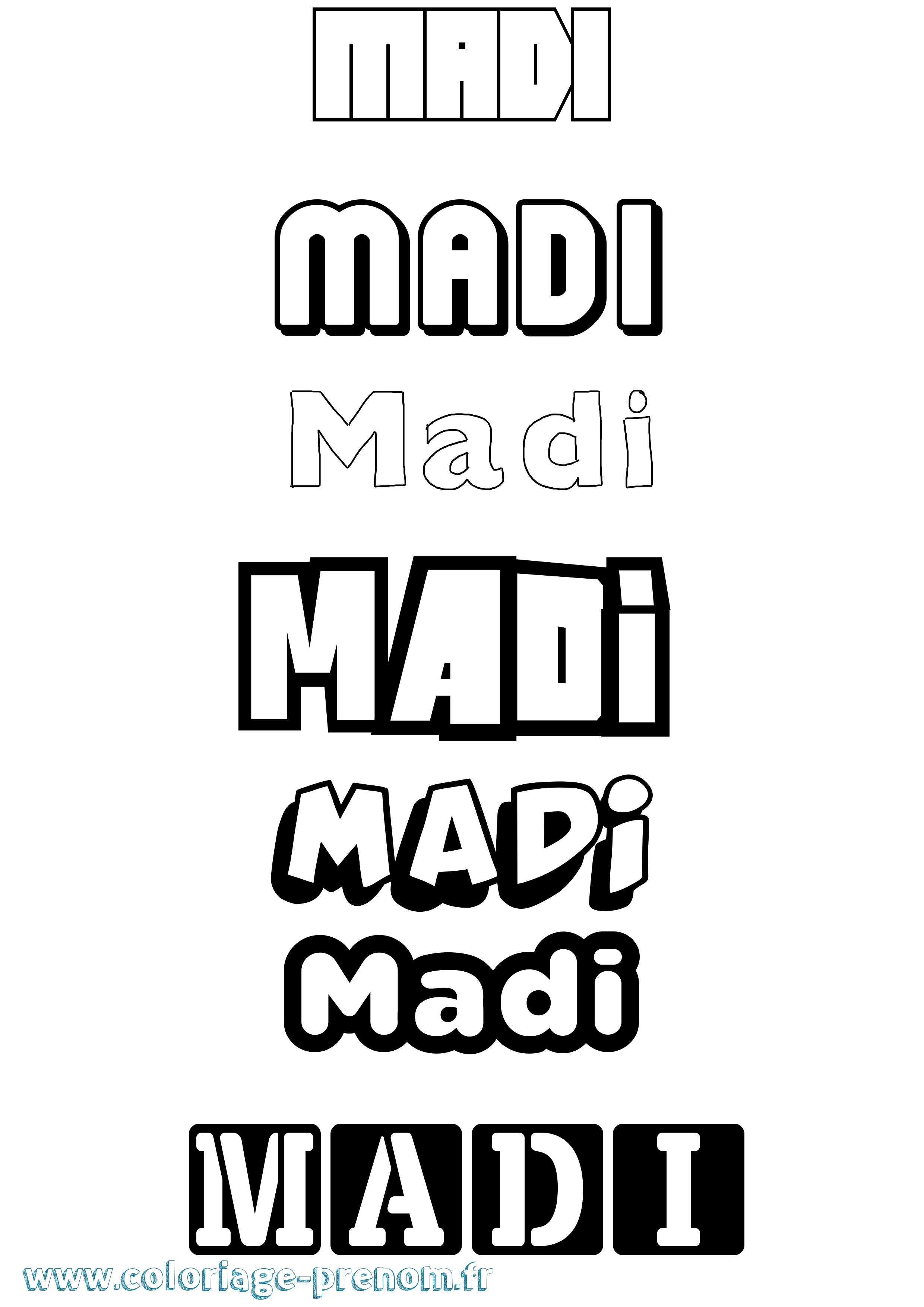 Coloriage prénom Madi Simple
