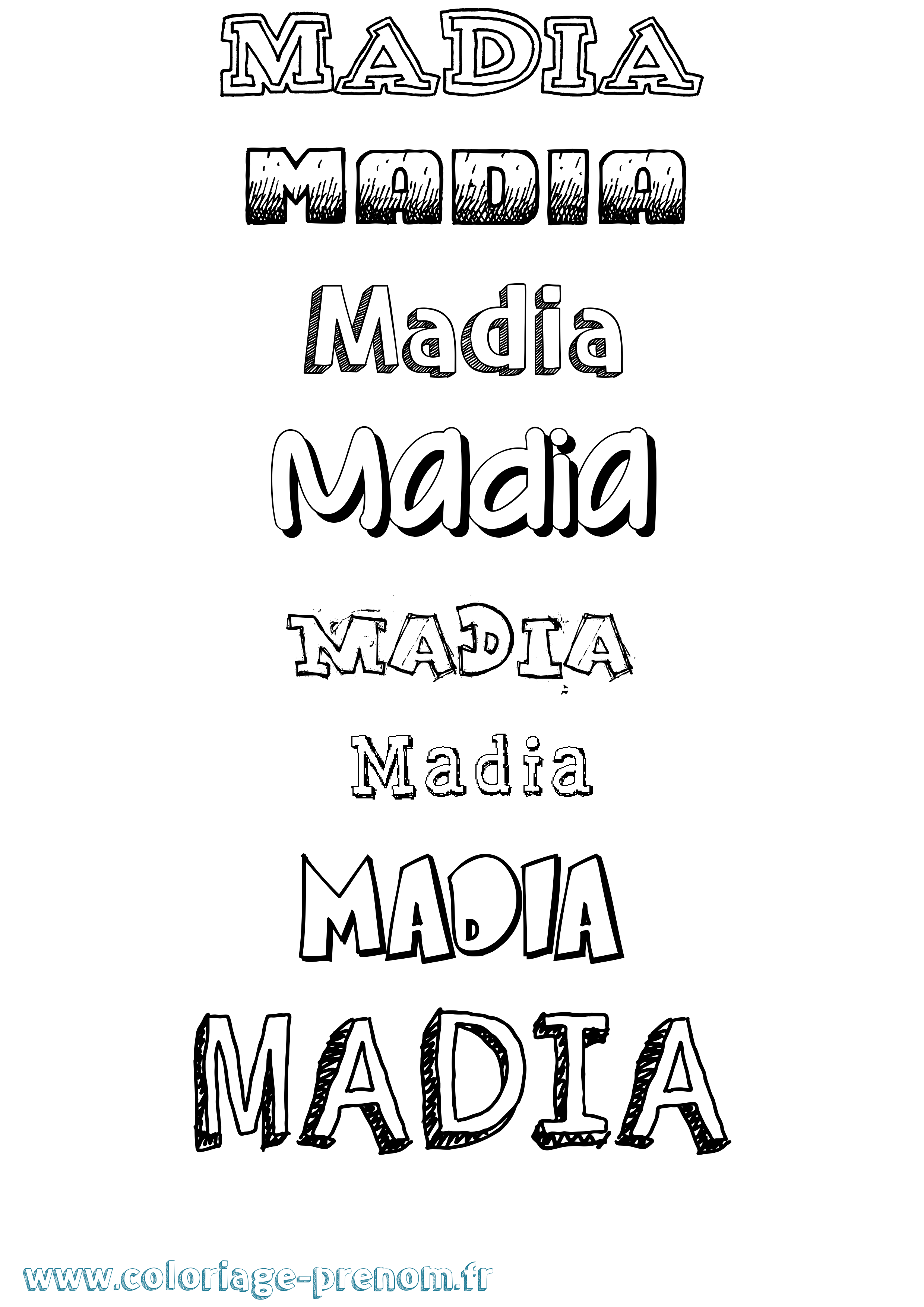 Coloriage prénom Madia Dessiné