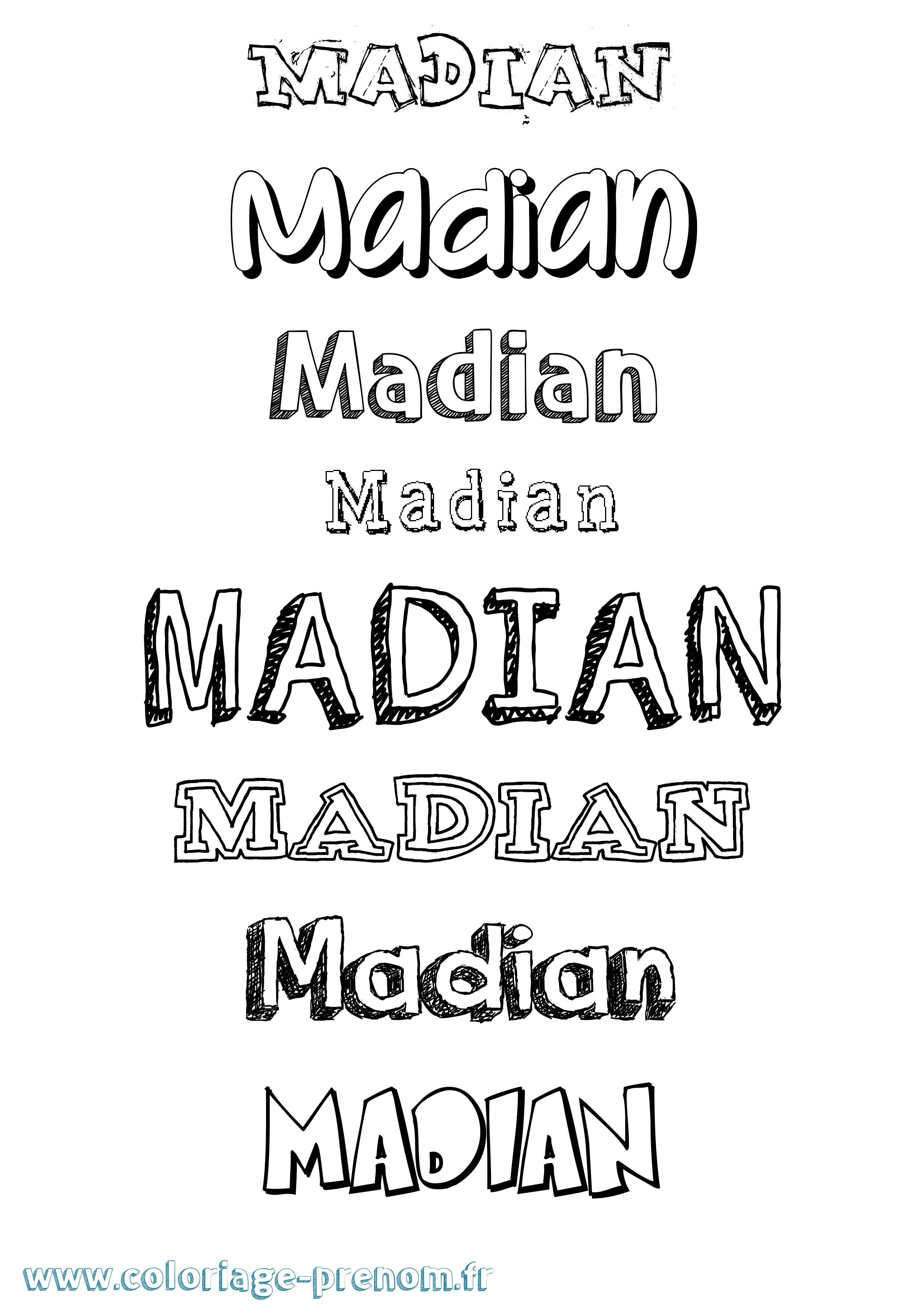 Coloriage prénom Madian Dessiné