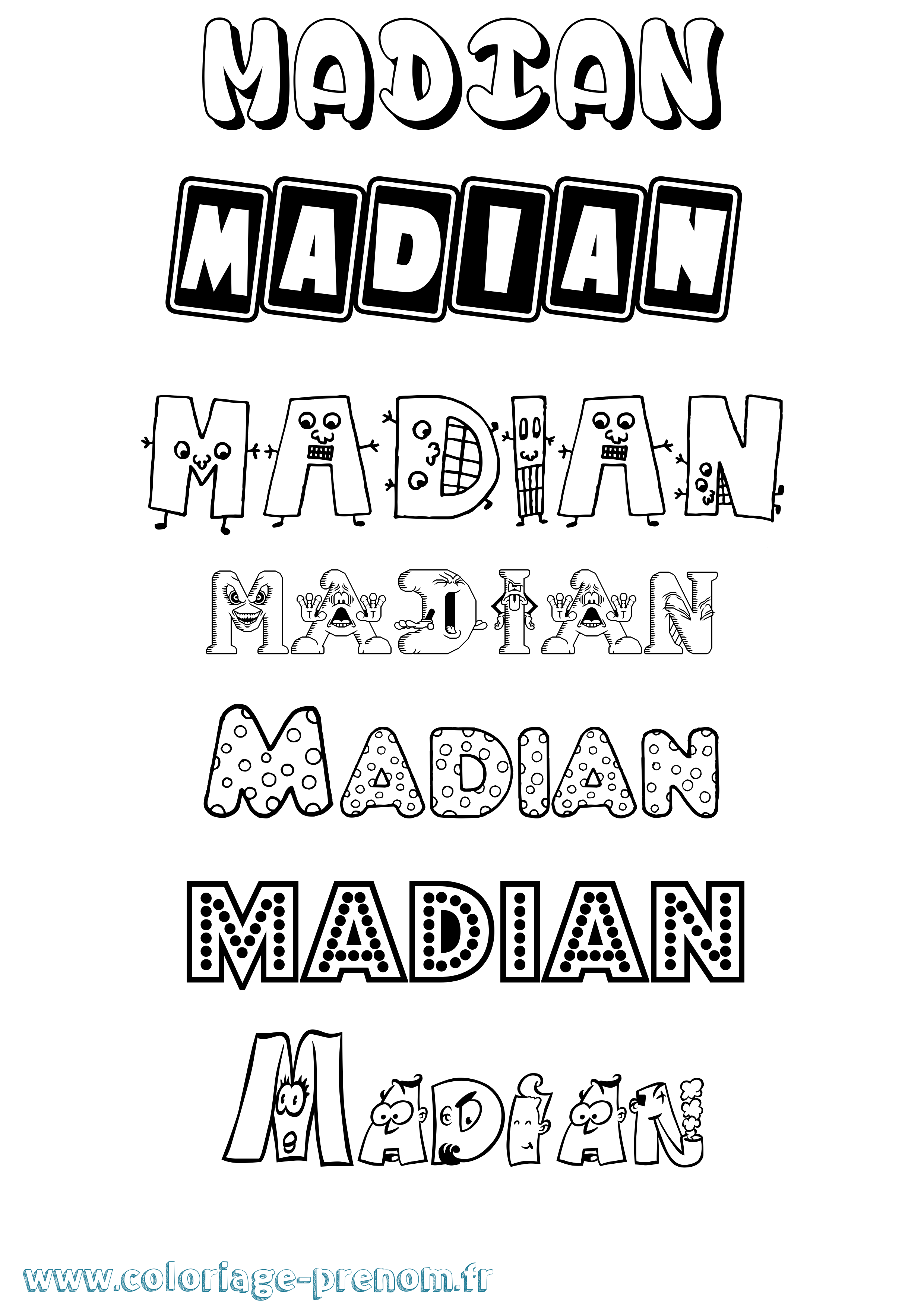 Coloriage prénom Madian Fun