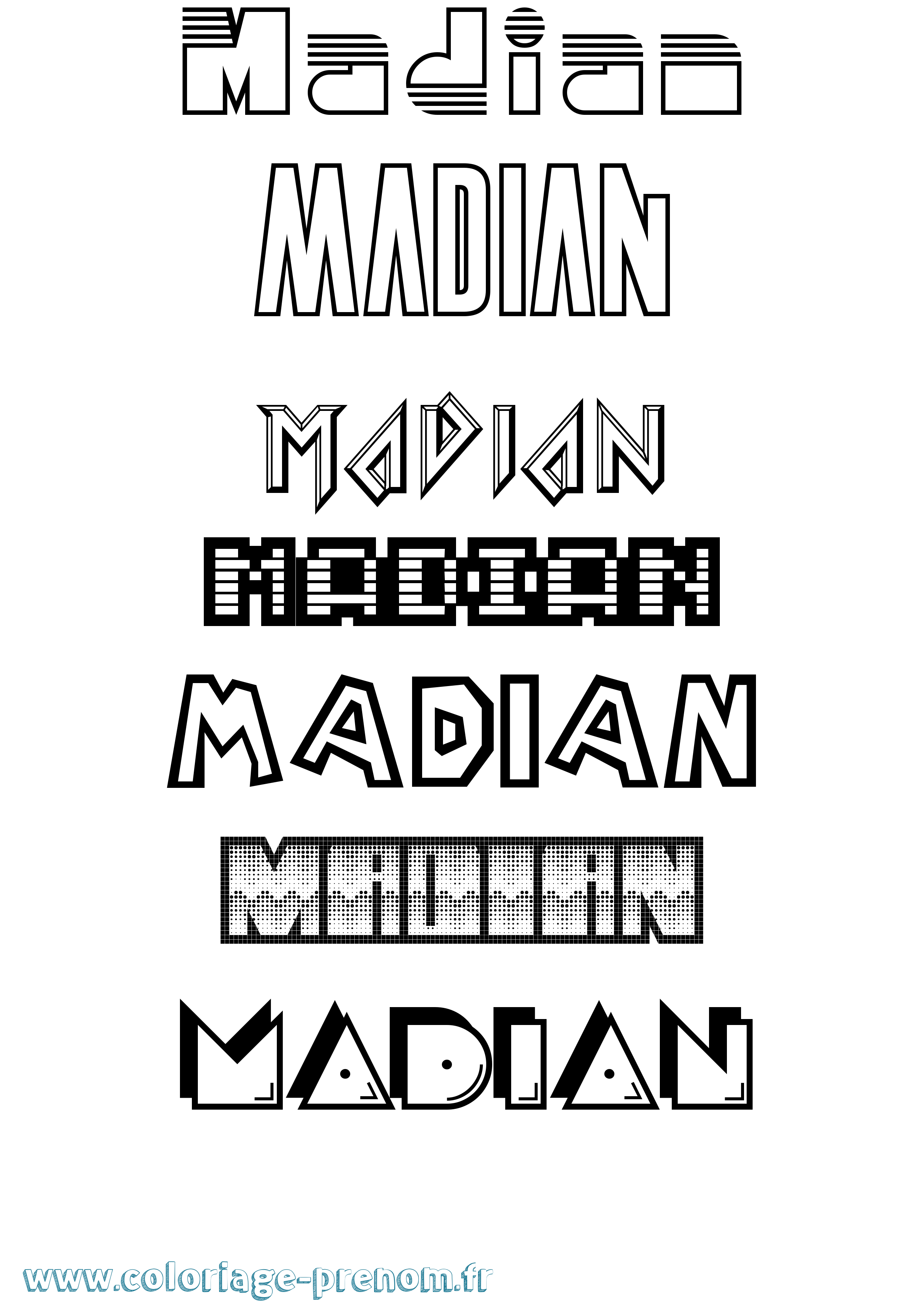 Coloriage prénom Madian Jeux Vidéos