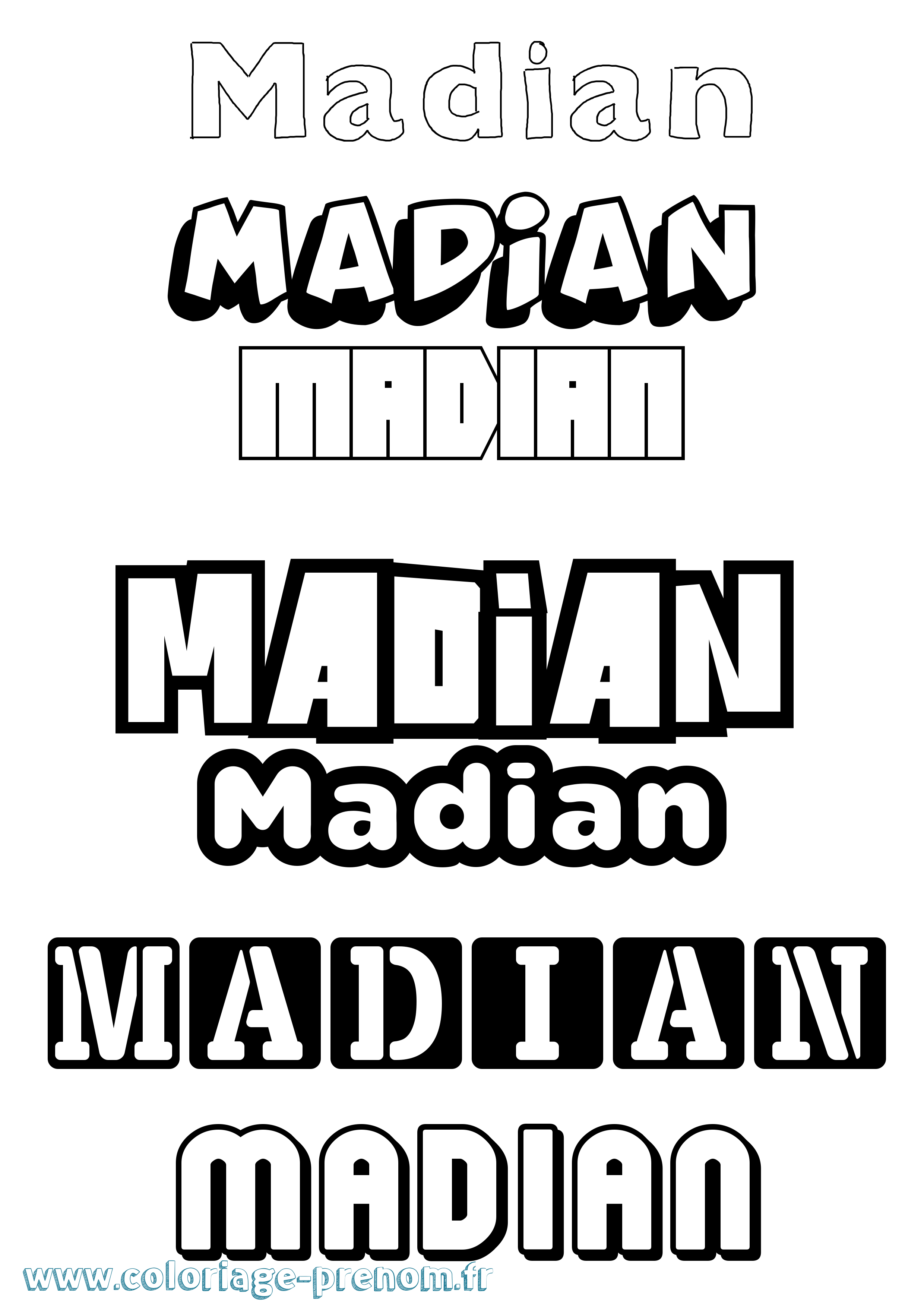 Coloriage prénom Madian Simple