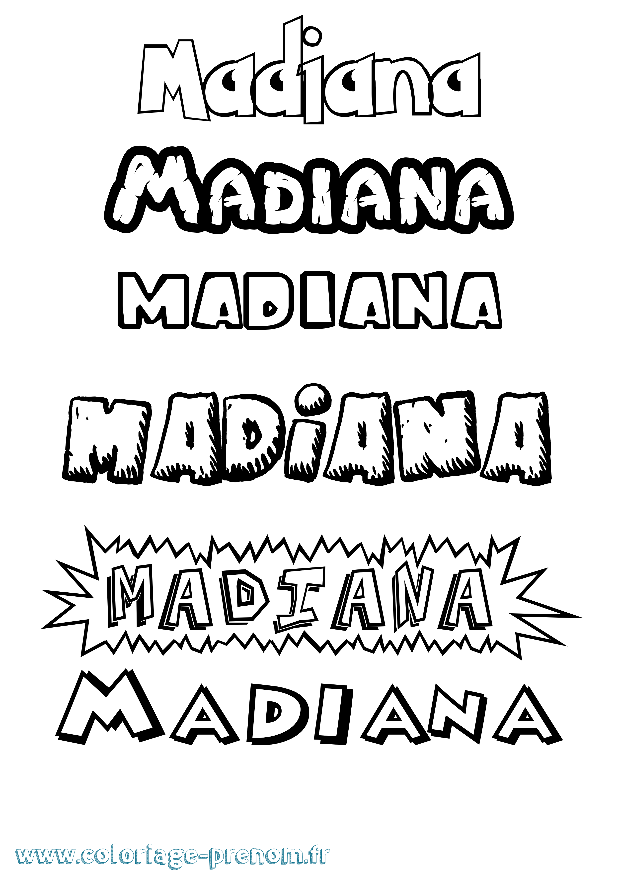 Coloriage prénom Madiana Dessin Animé
