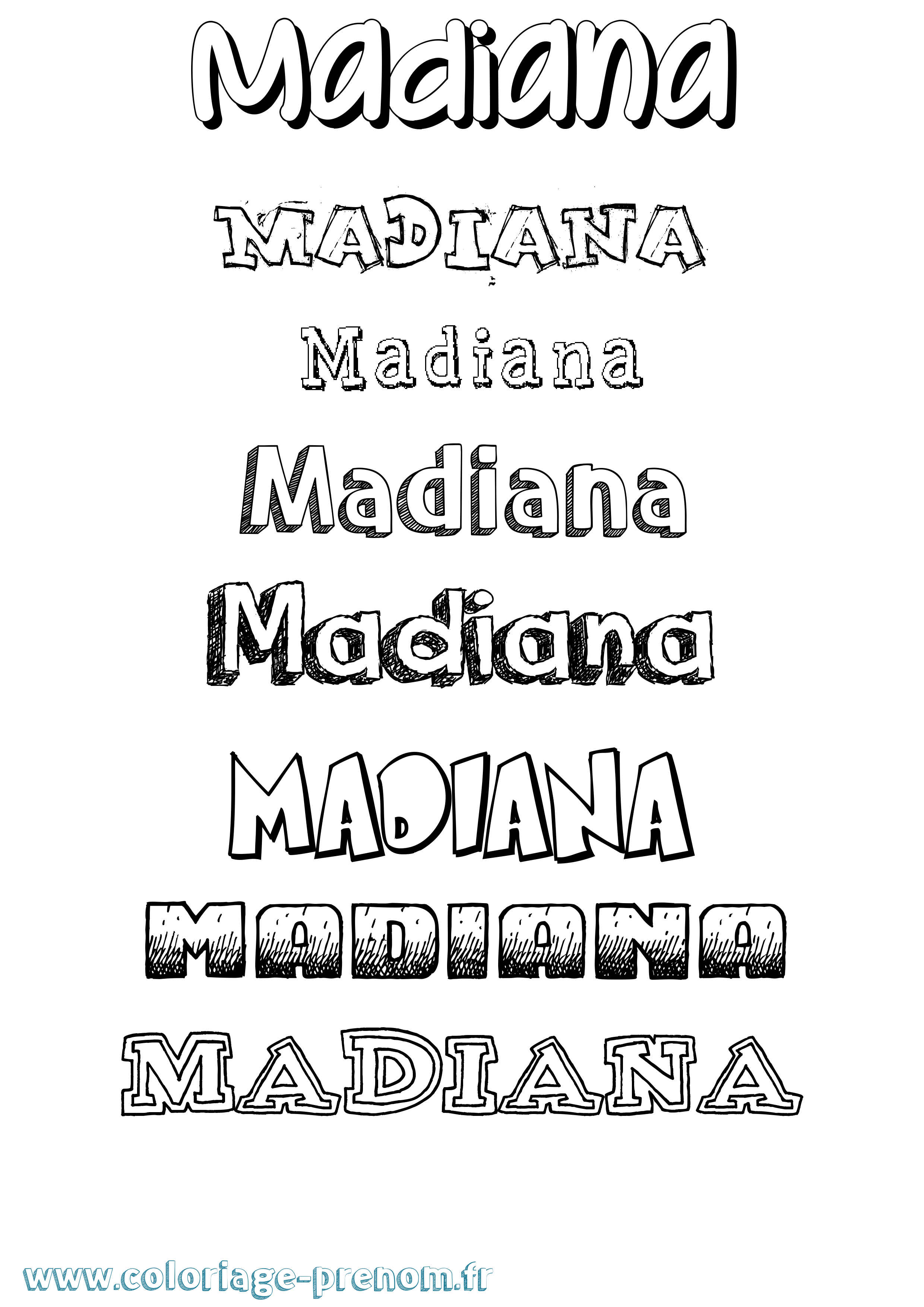 Coloriage prénom Madiana Dessiné