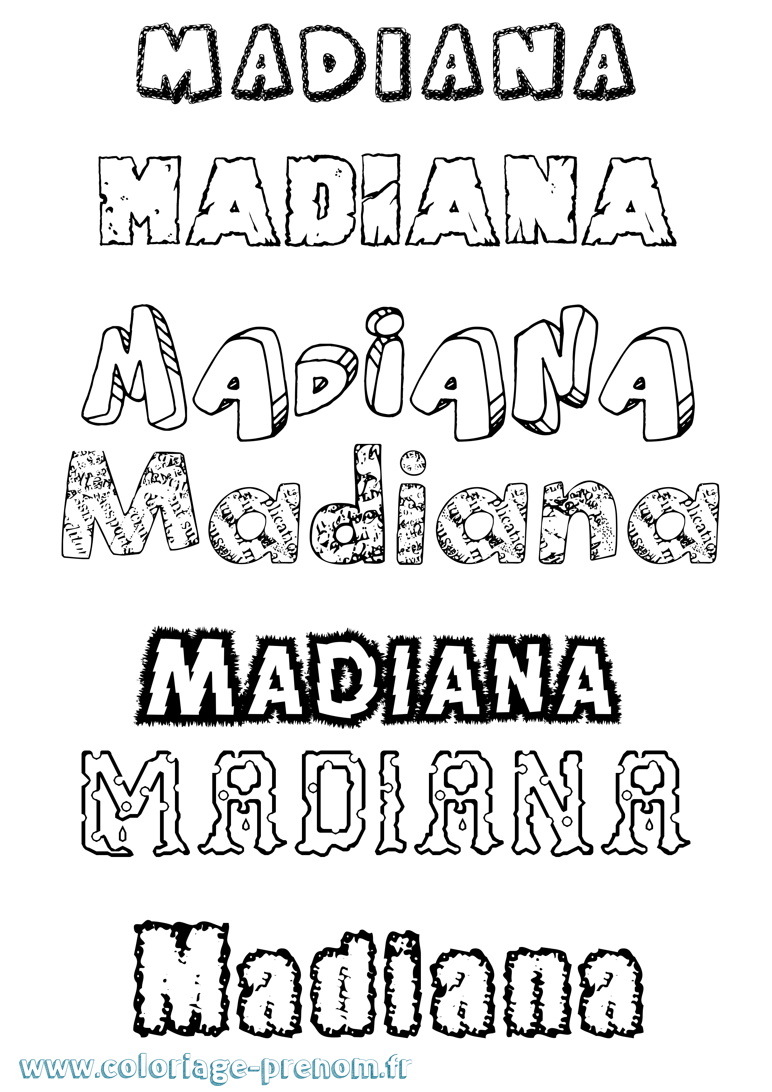 Coloriage prénom Madiana Destructuré