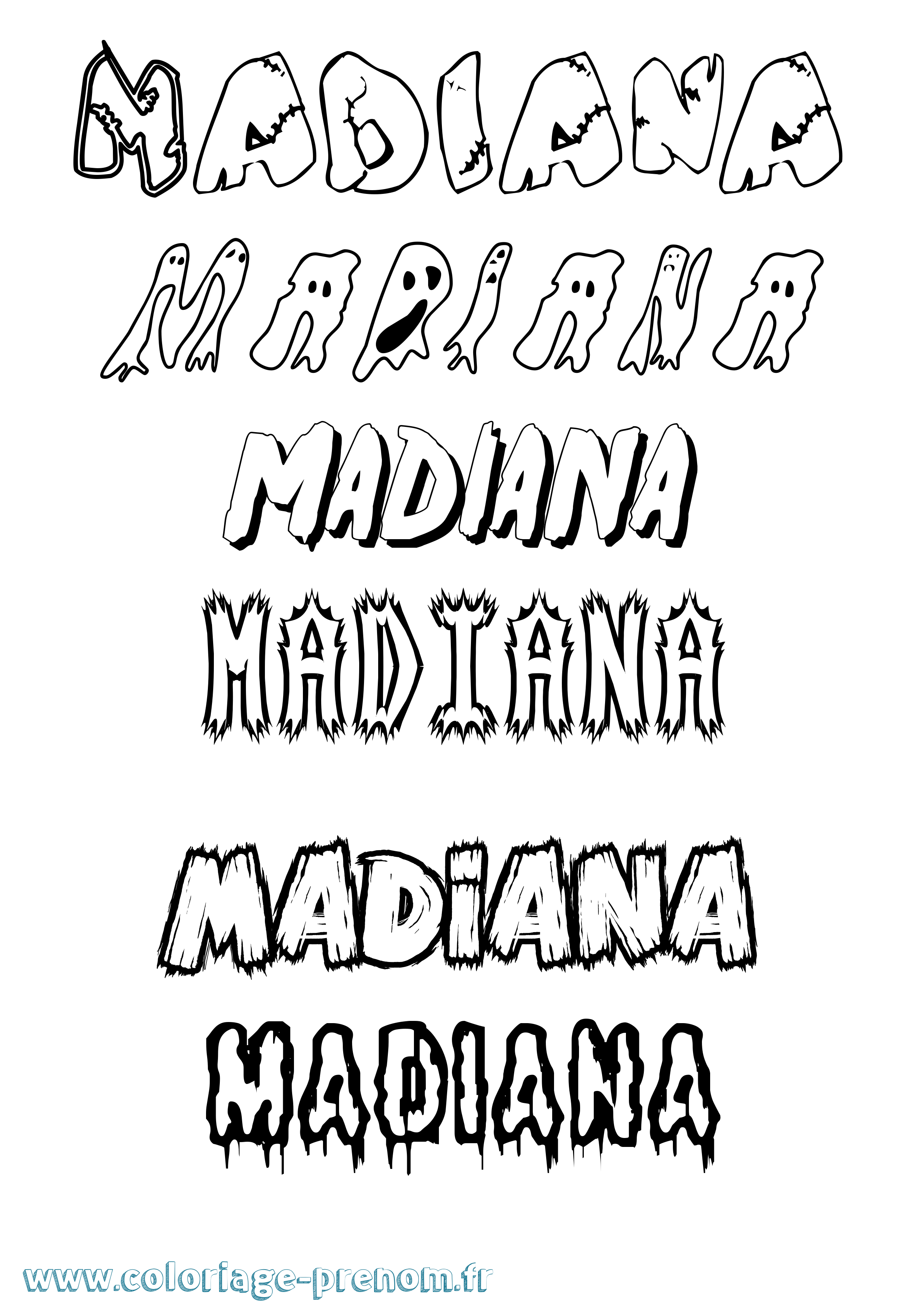 Coloriage prénom Madiana Frisson