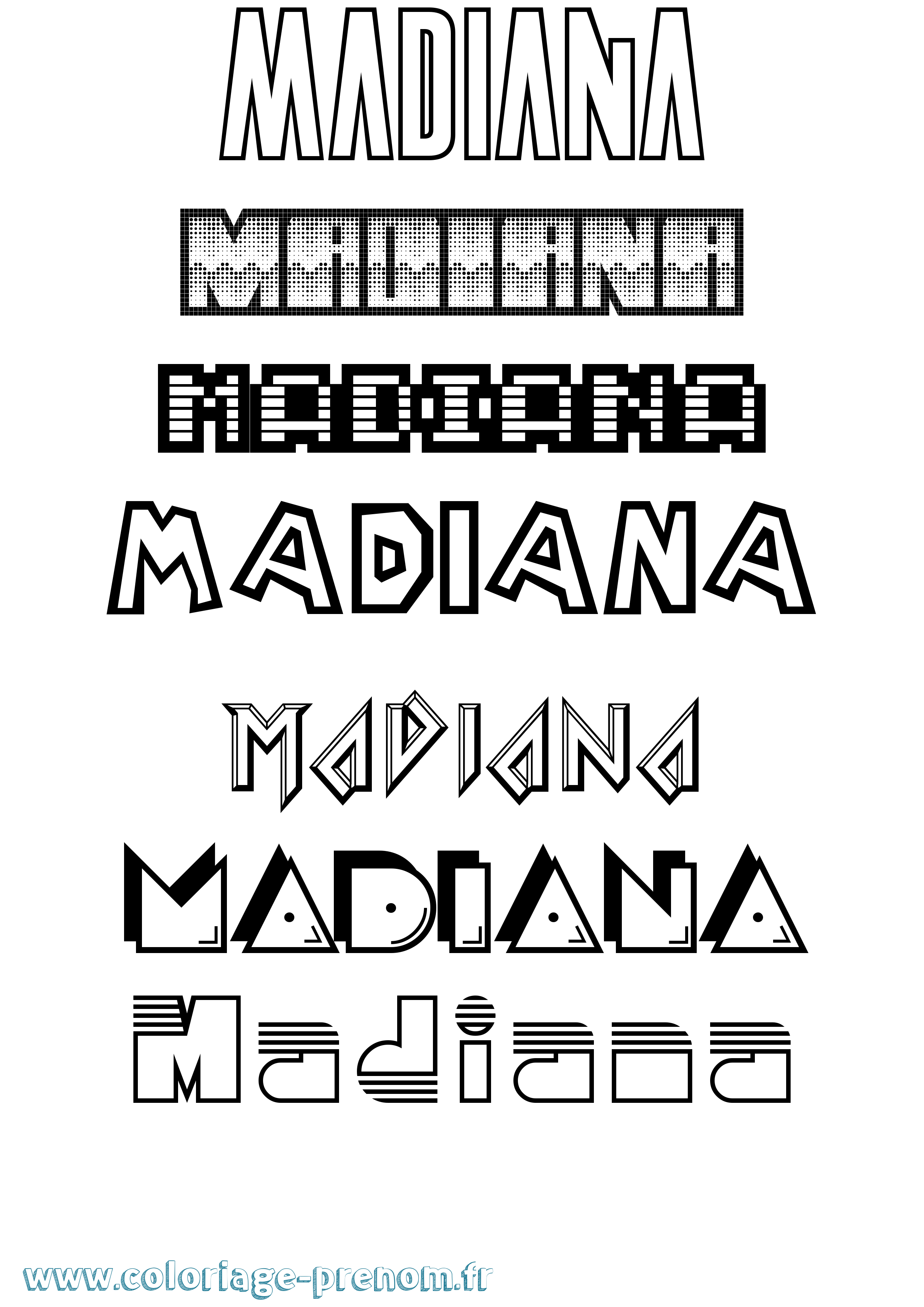 Coloriage prénom Madiana Jeux Vidéos
