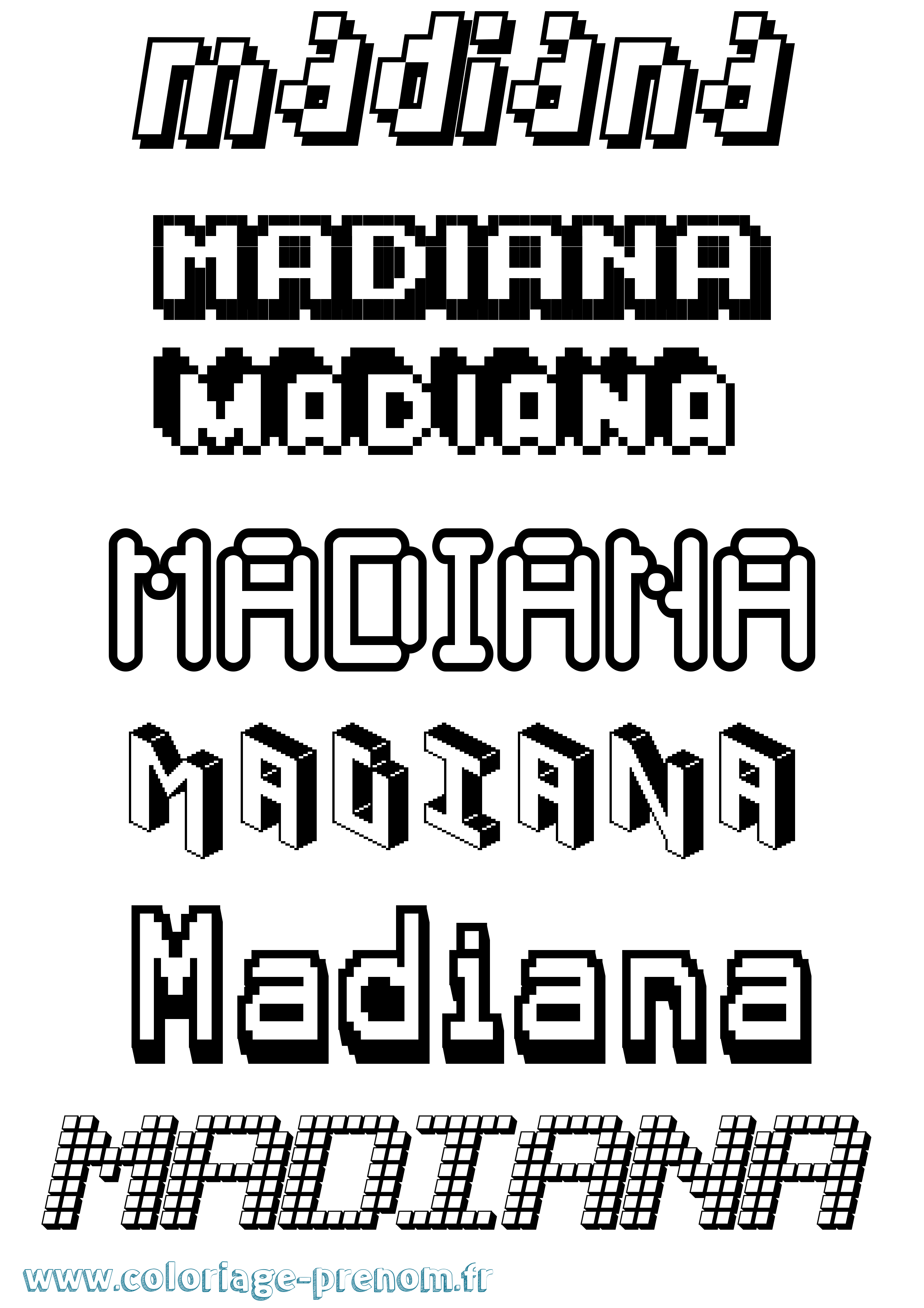 Coloriage prénom Madiana Pixel