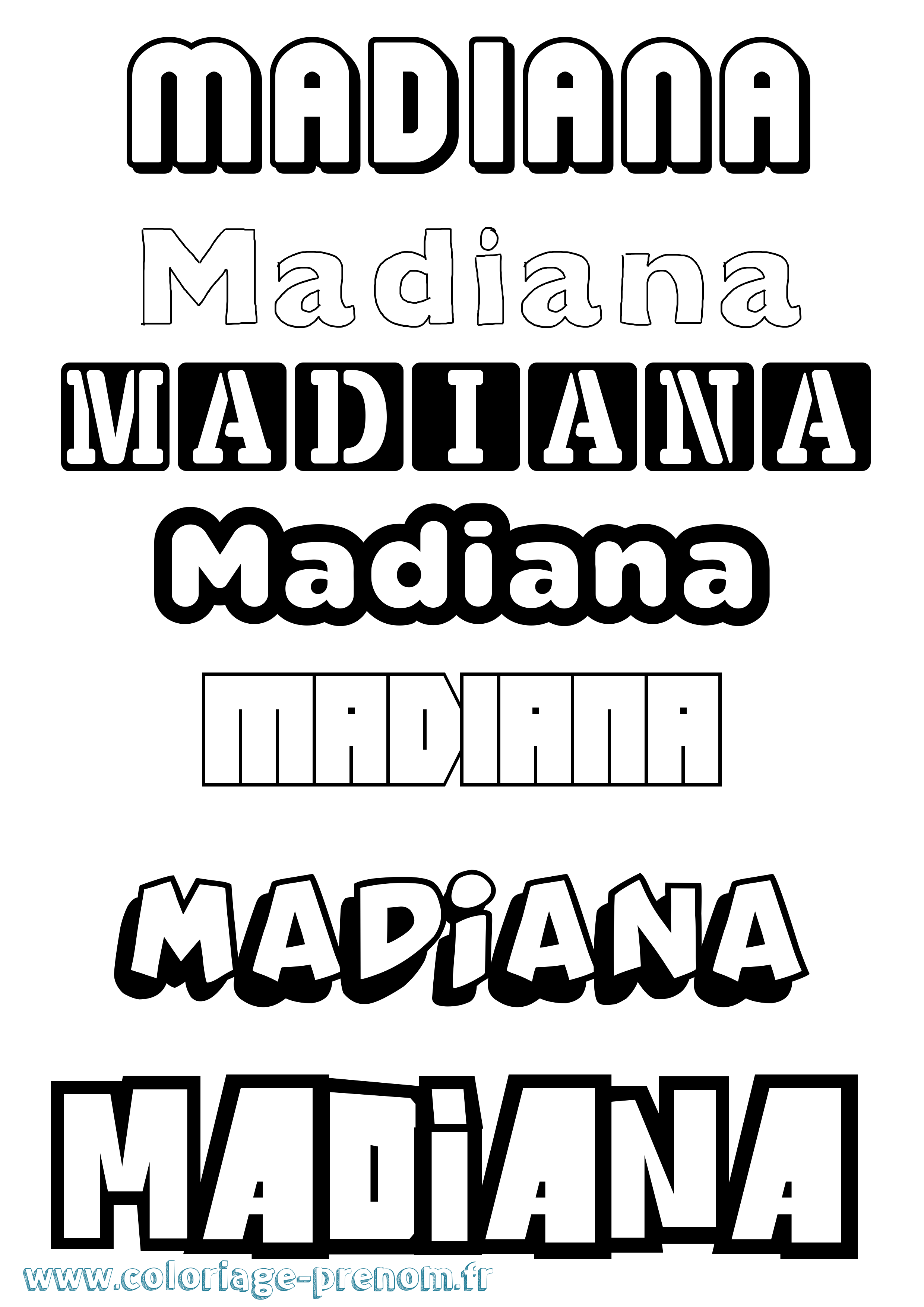 Coloriage Madiana Simple Coloriage prénom Madiana Simple