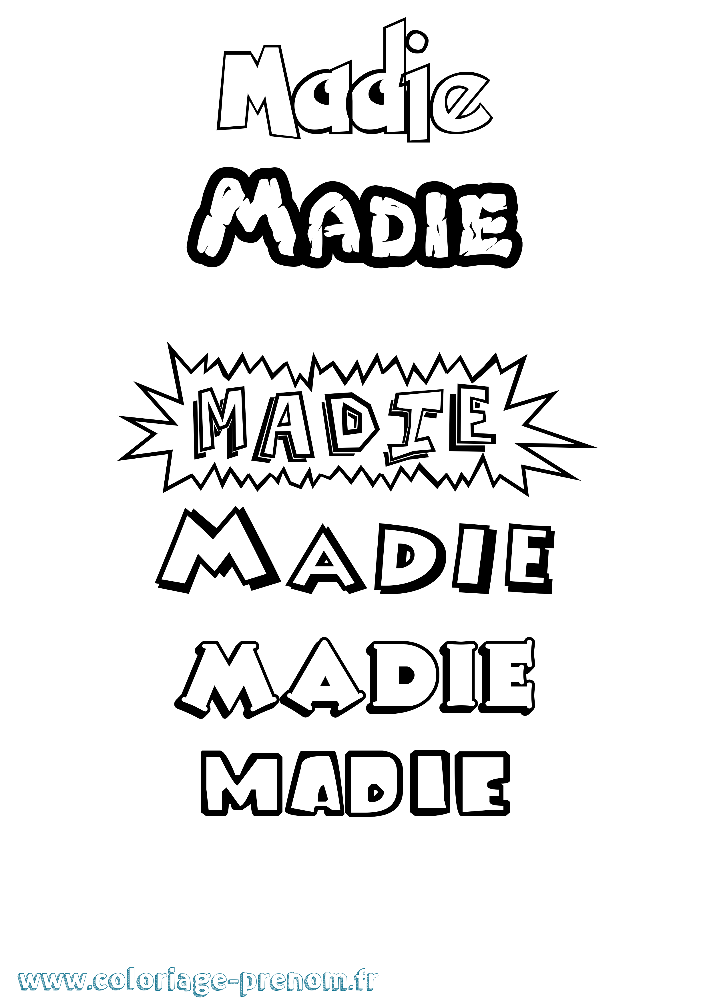 Coloriage prénom Madie Dessin Animé