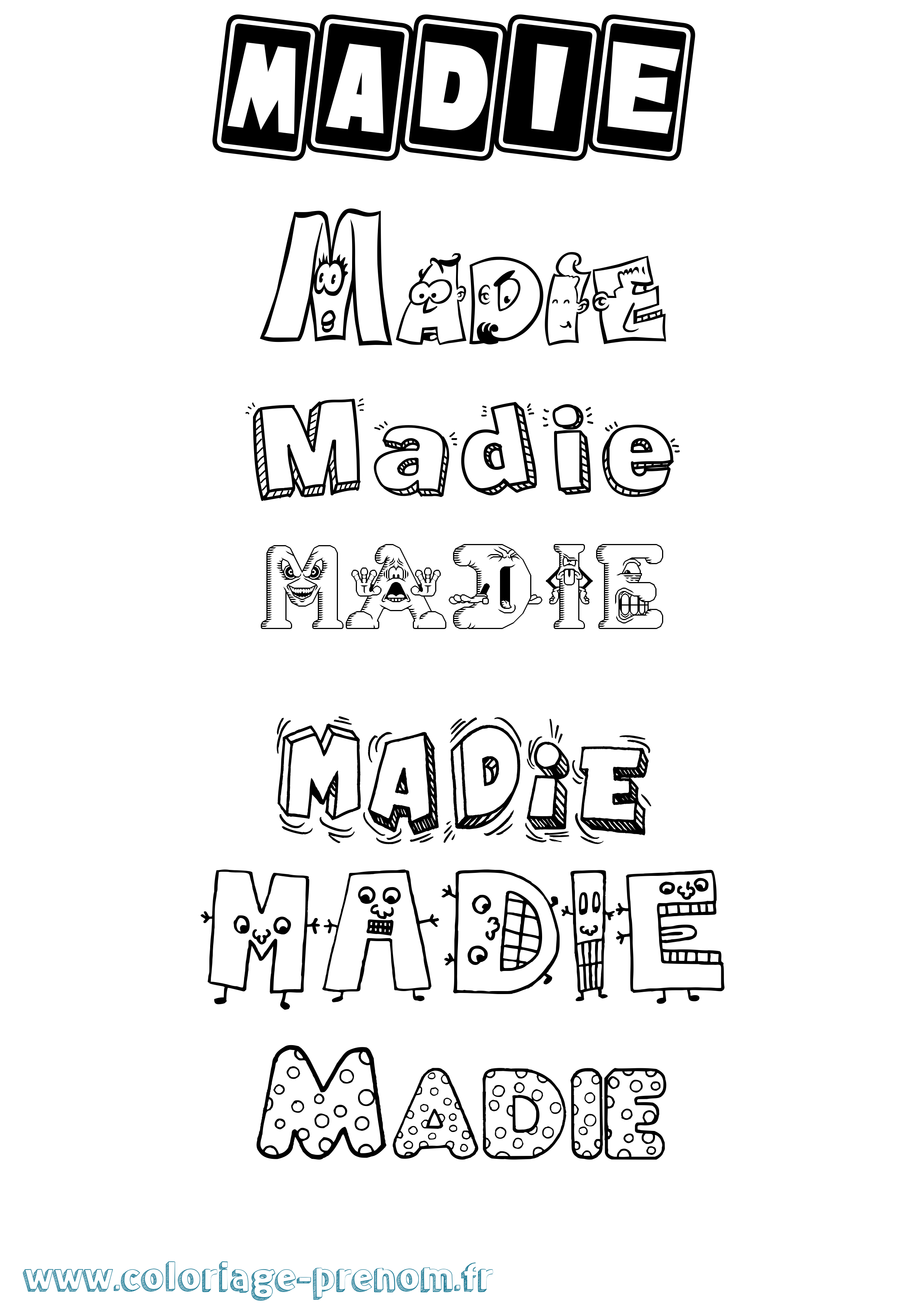 Coloriage prénom Madie Fun