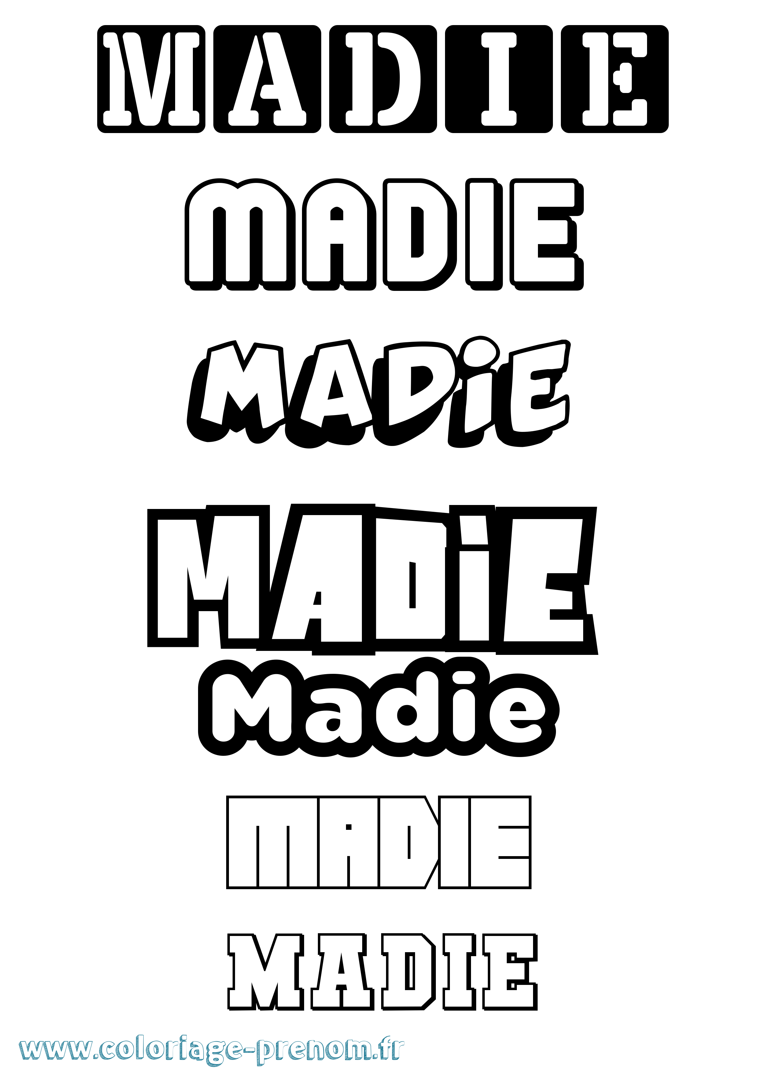 Coloriage prénom Madie Simple