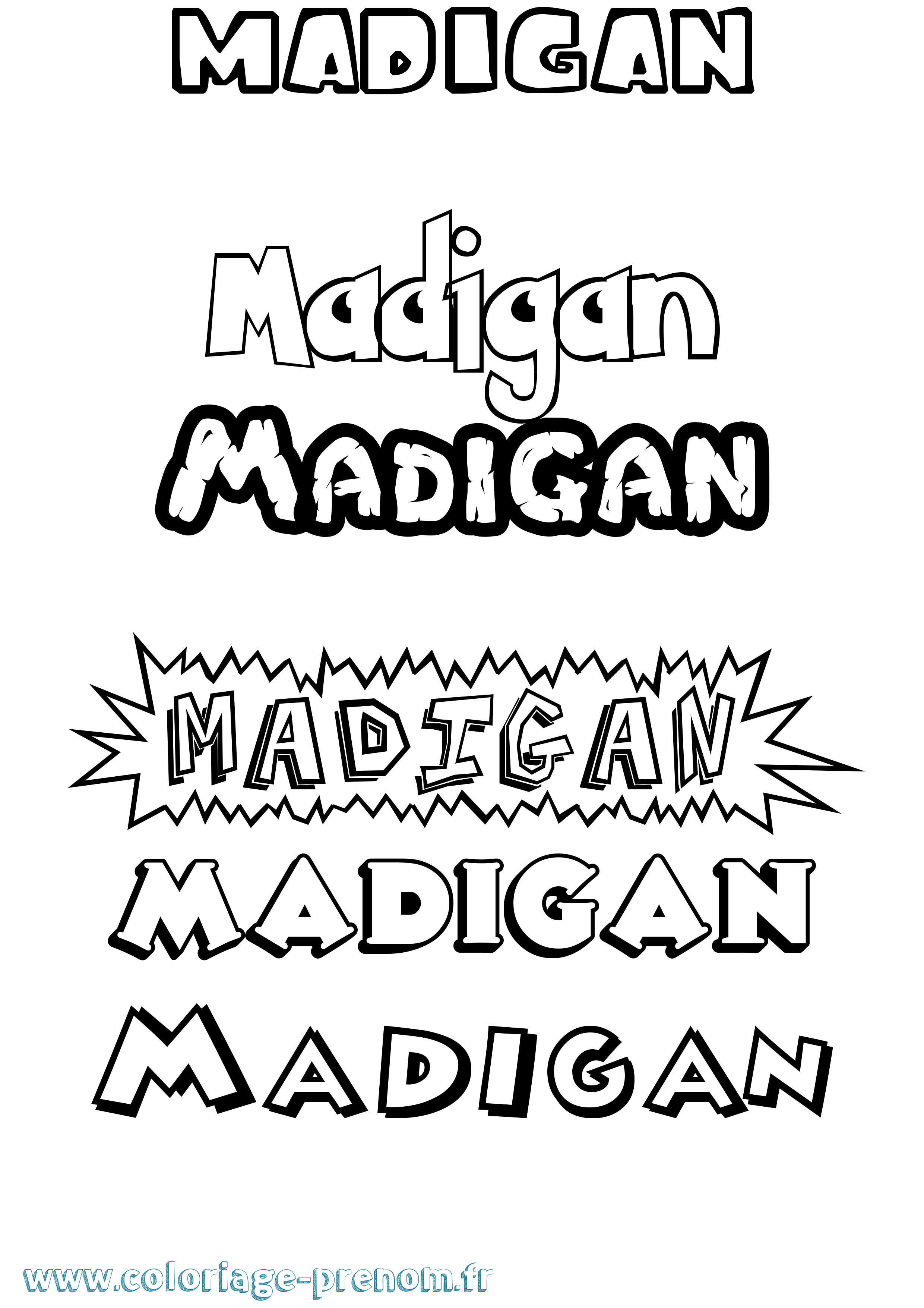 Coloriage Madigan Dessin Animé Coloriage prénom Madigan Dessin Animé
