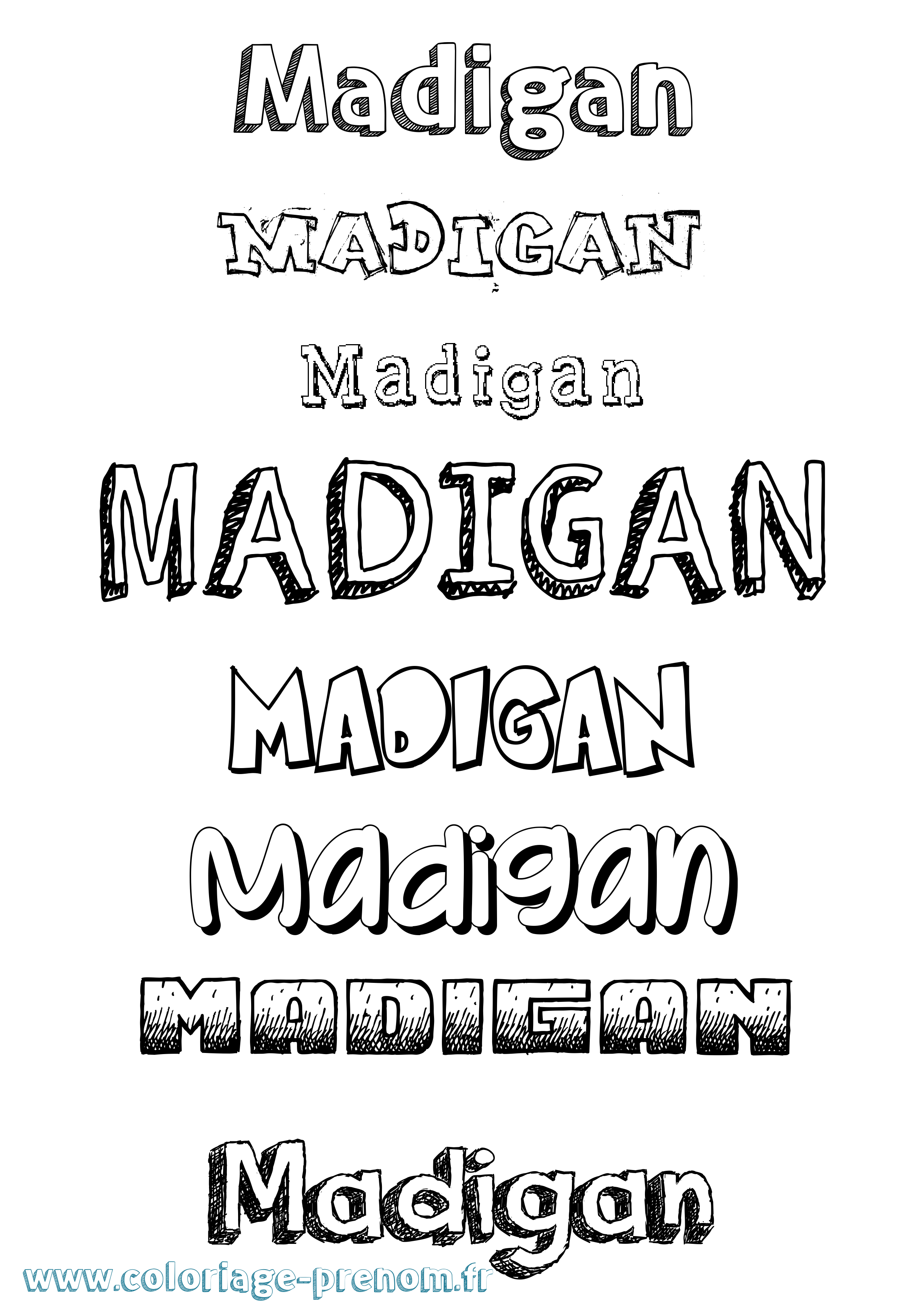 Coloriage Madigan Dessiné Coloriage prénom Madigan Dessiné