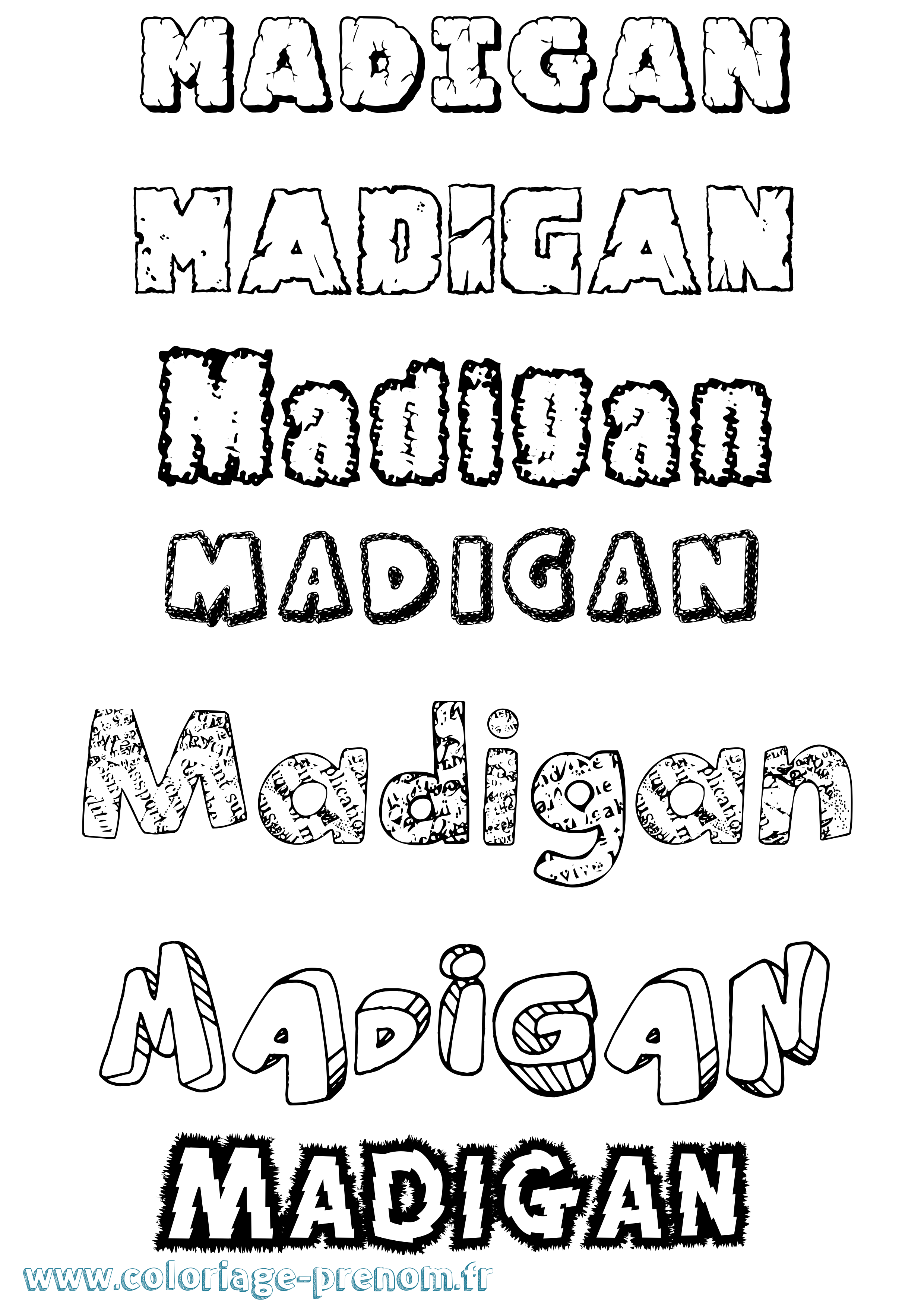Coloriage Madigan Destructuré Coloriage prénom Madigan Destructuré