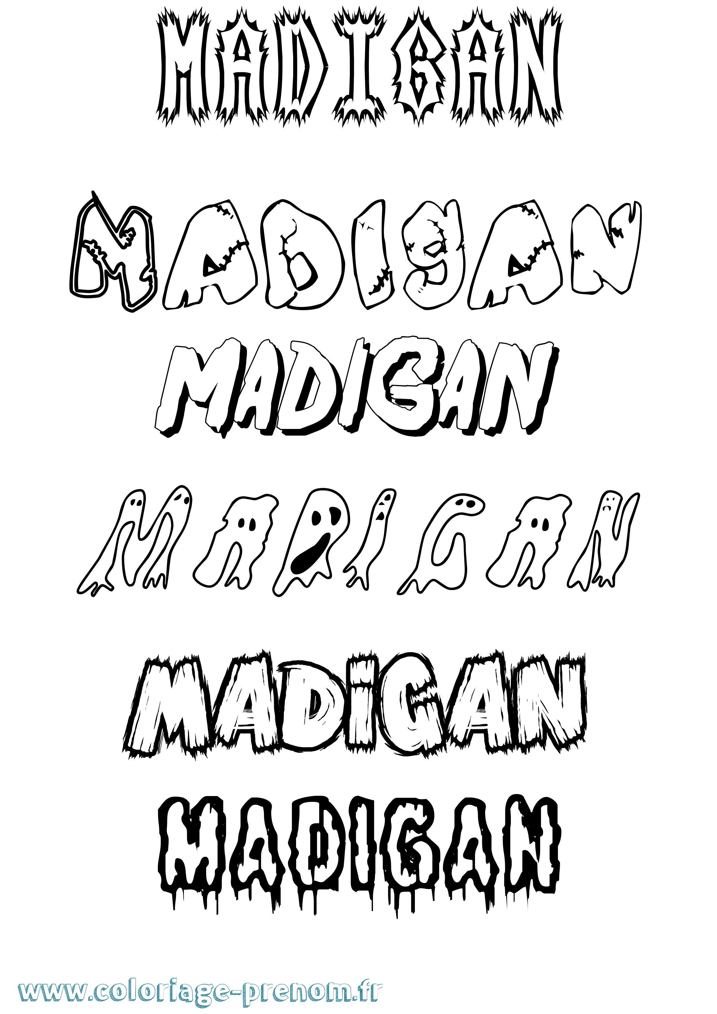 Coloriage Madigan Frisson Coloriage prénom Madigan Frisson