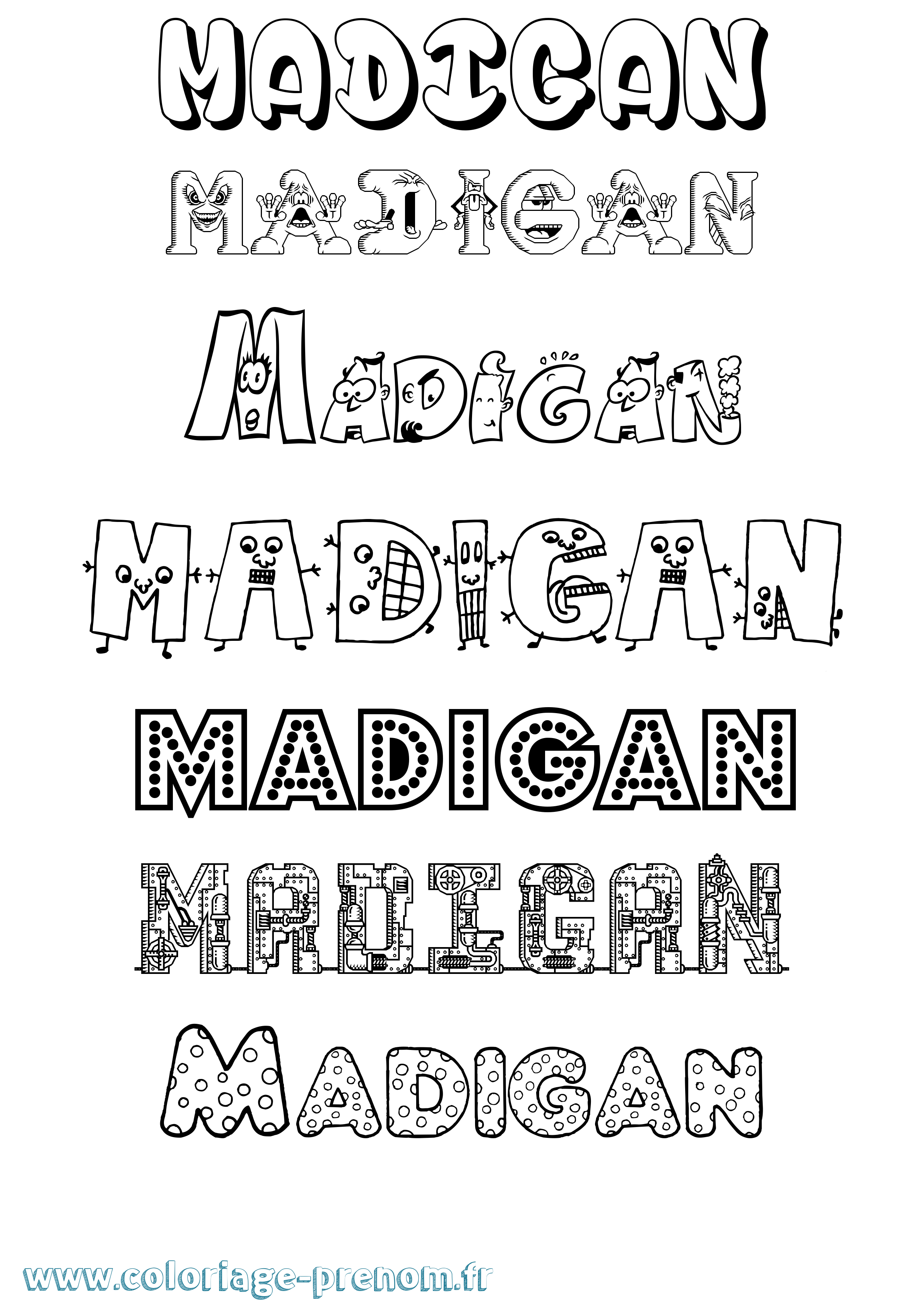 Coloriage Madigan Fun Coloriage prénom Madigan Fun