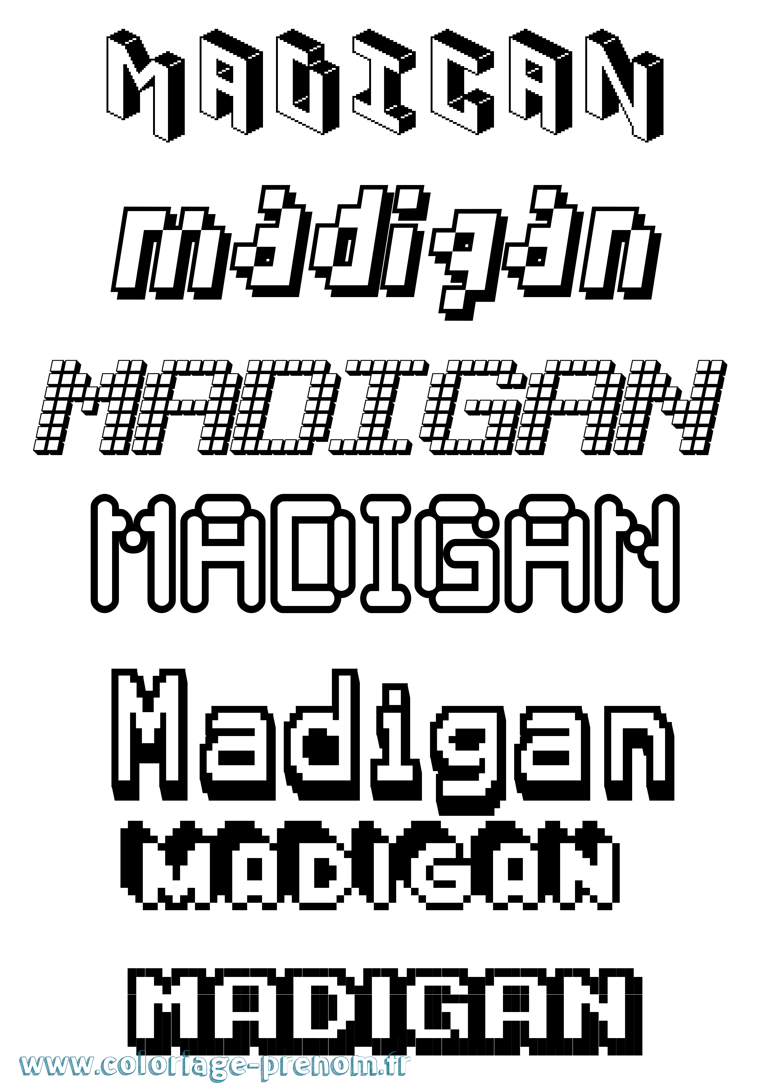 Coloriage Madigan Pixel Coloriage prénom Madigan Pixel