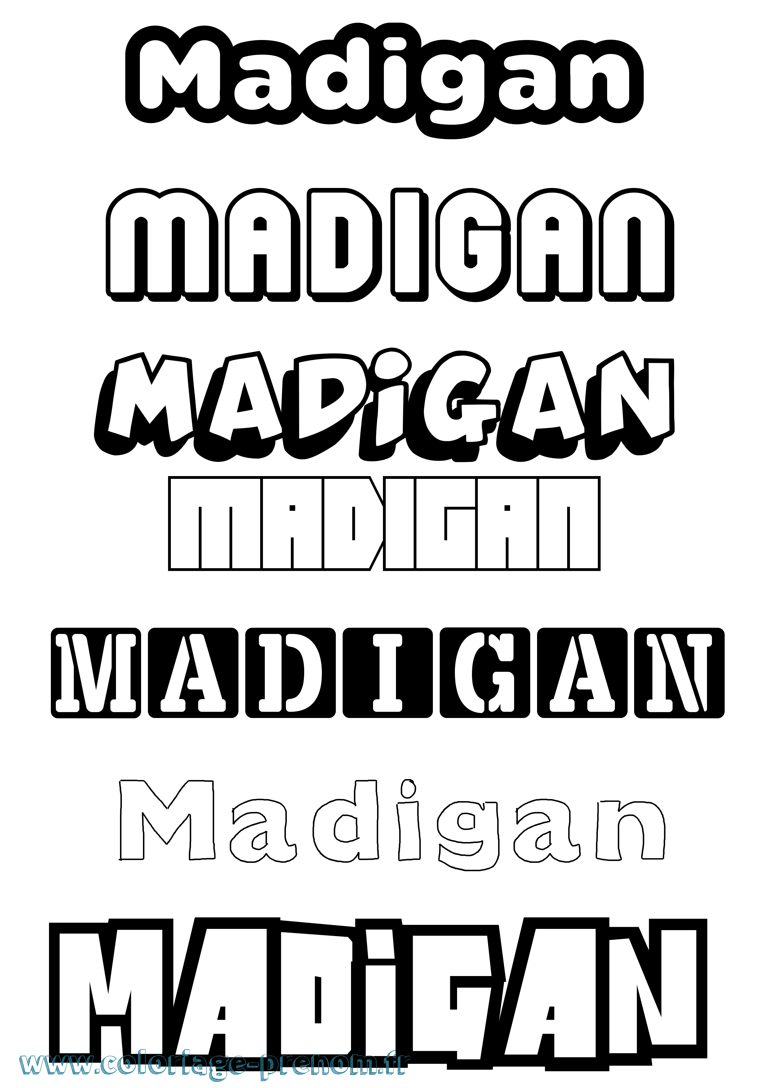 Coloriage Madigan Simple Coloriage prénom Madigan Simple