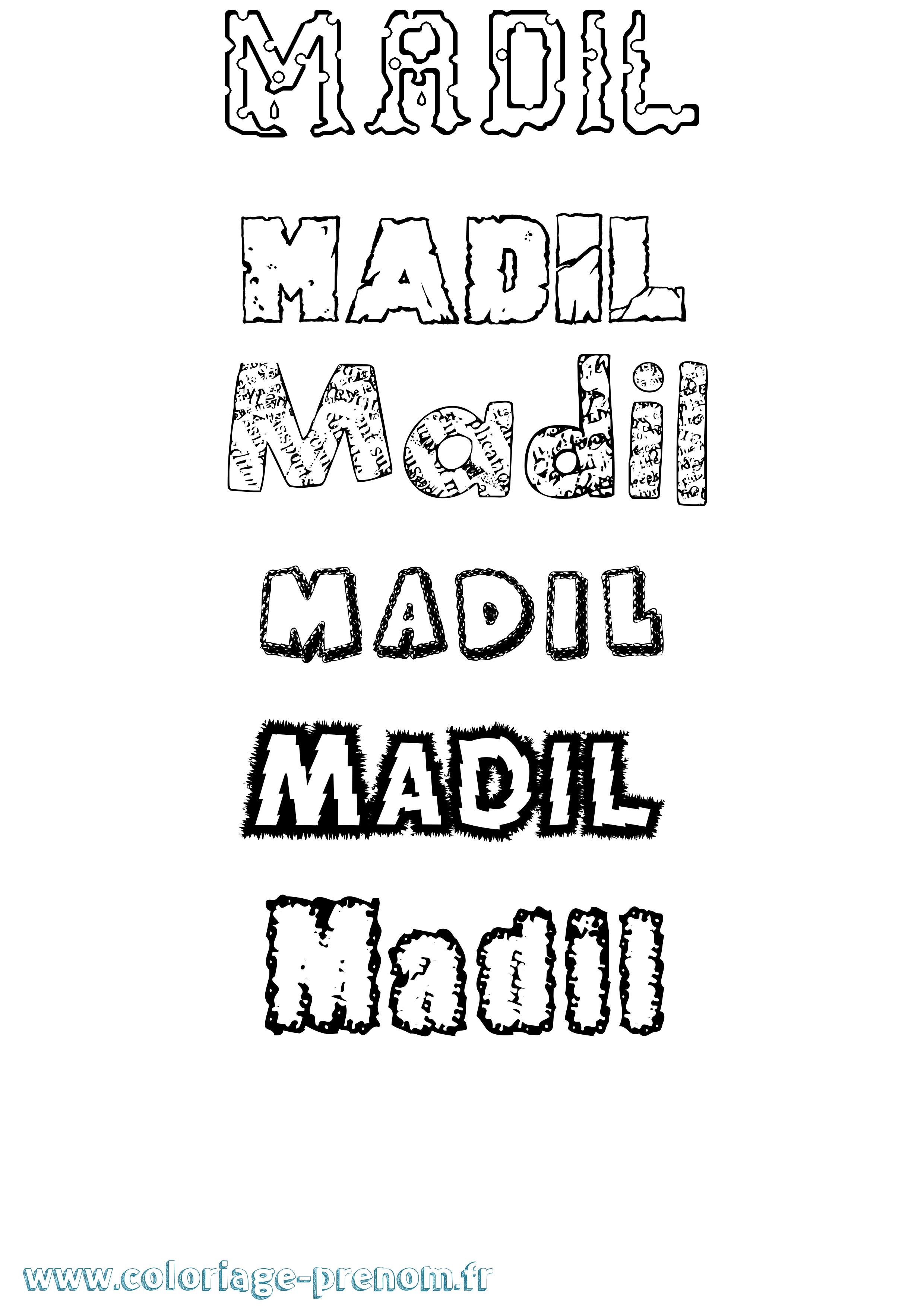 Coloriage Madil Destructuré Coloriage prénom Madil Destructuré