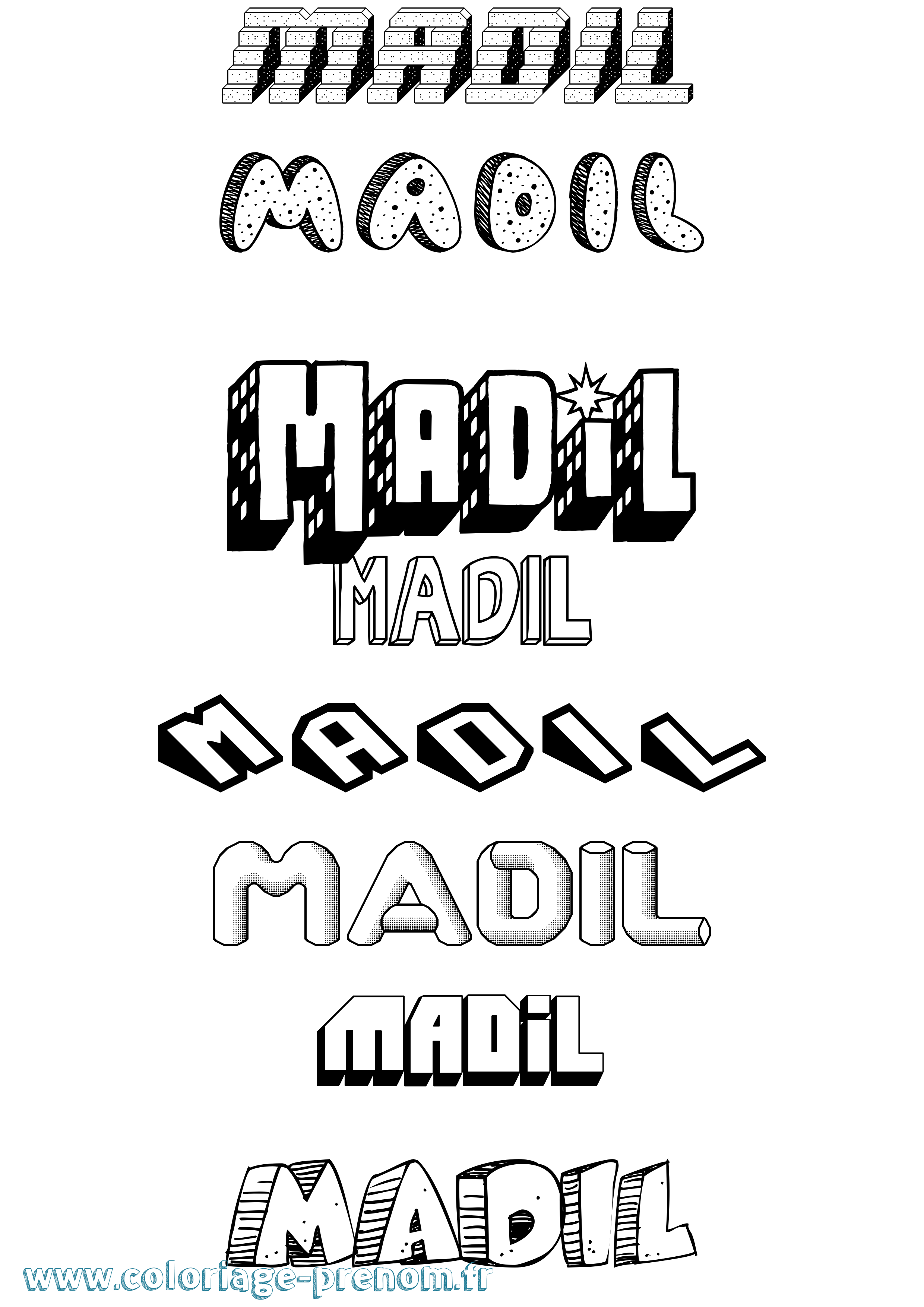 Coloriage Madil Effet 3D Coloriage prénom Madil Effet 3D