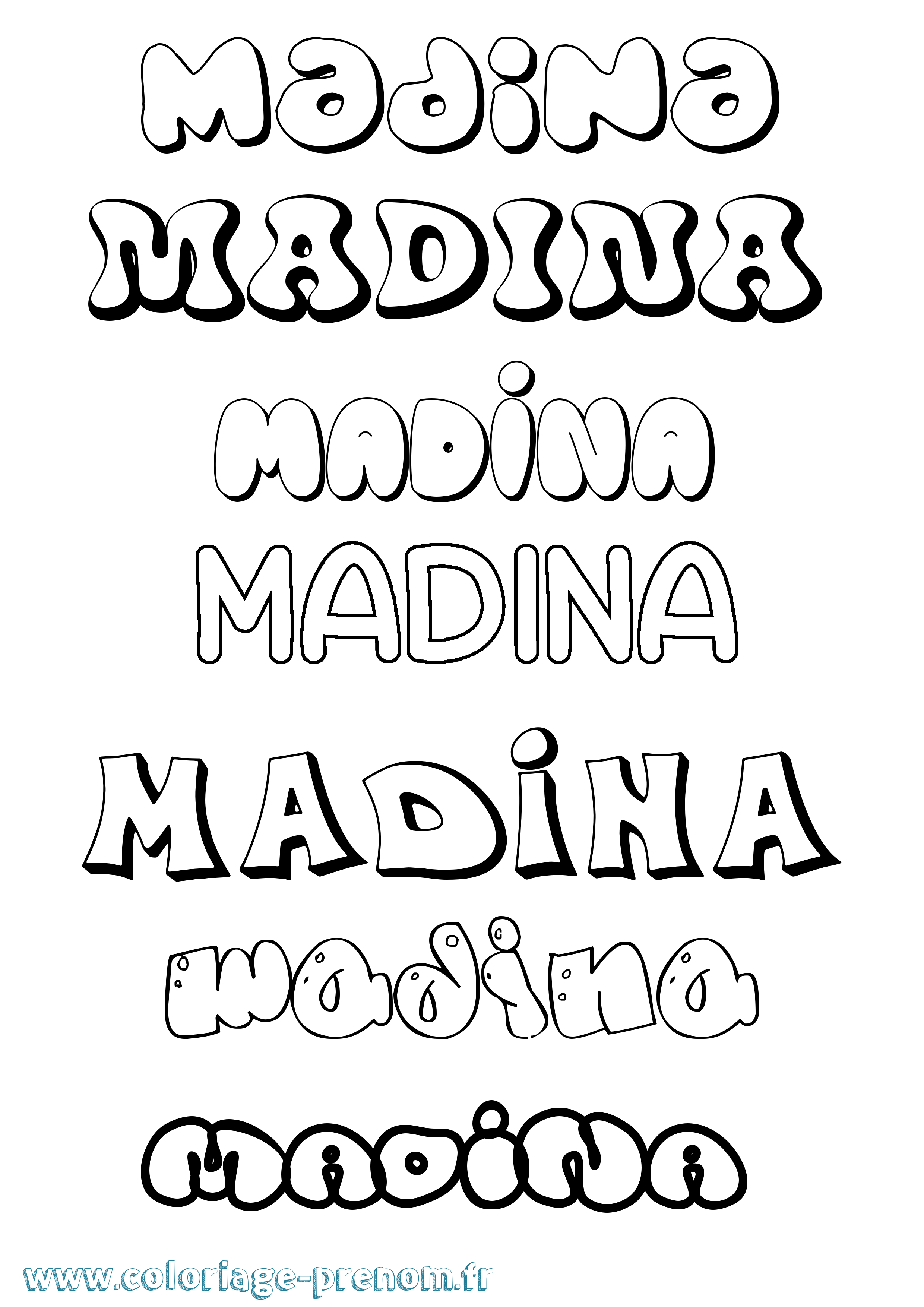 Coloriage Madina Coloriage prénom Madina